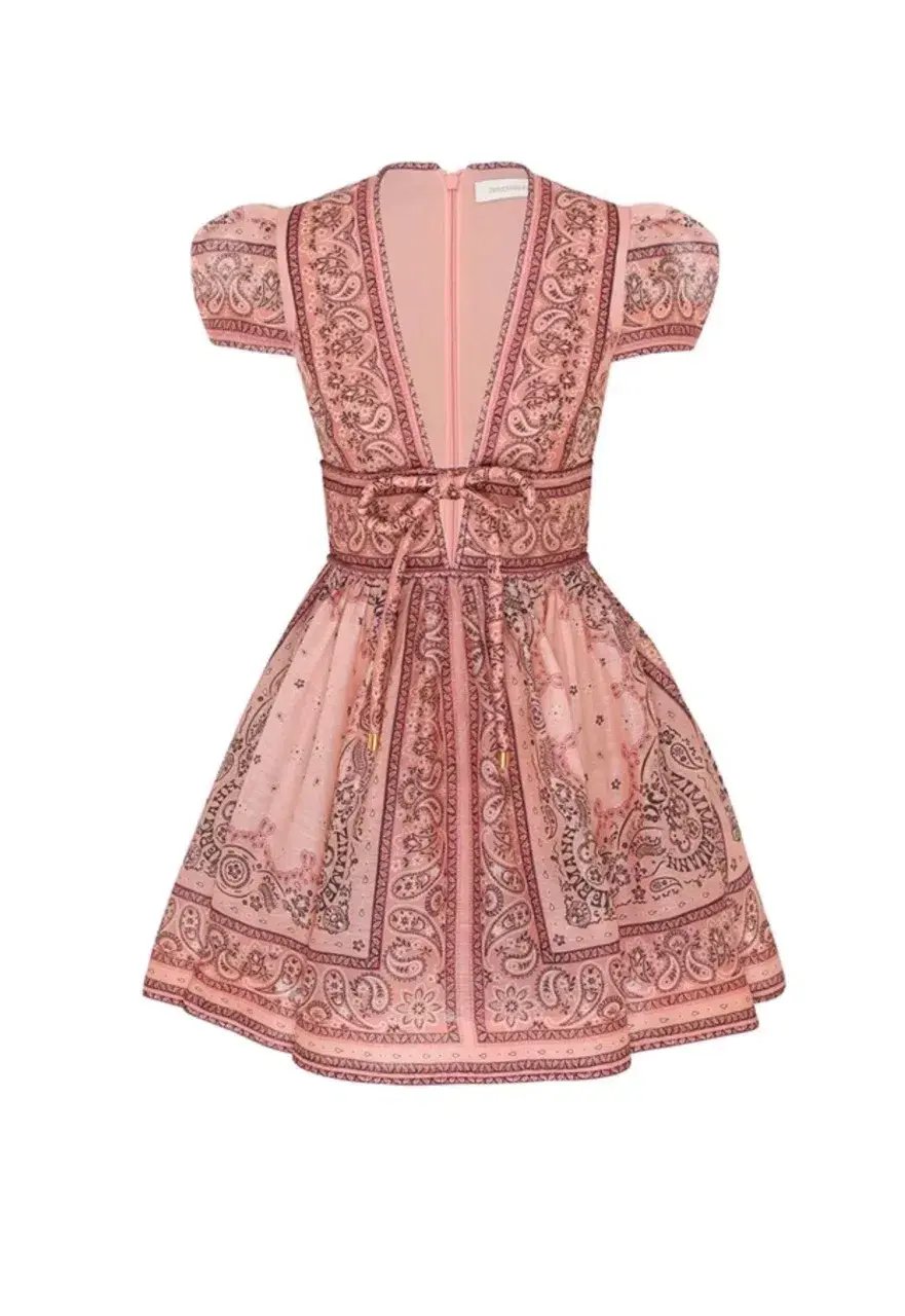 Zimmermann Matchmaker Structured Mini Dress Pink Bandana Size 3 / AU 14 photo 6