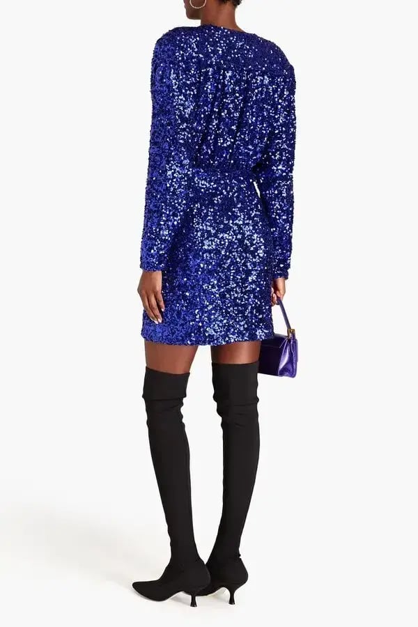Rotate By Birger Christensen Sequinned Blue Mini Size 10 photo 2