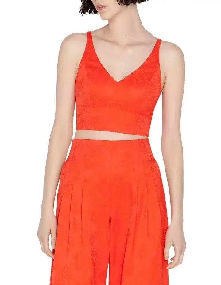 Cue Bustier and Palazzo Pleated Pants Set in Jaffa Orange Size 12 photo 3