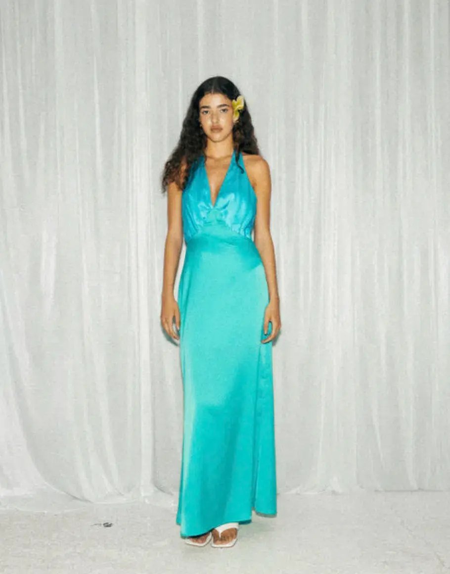 The Wolf Gang Oahu Slip Maxi Dress Aquamarine Blue & Green  Size S / AU 8 photo 7