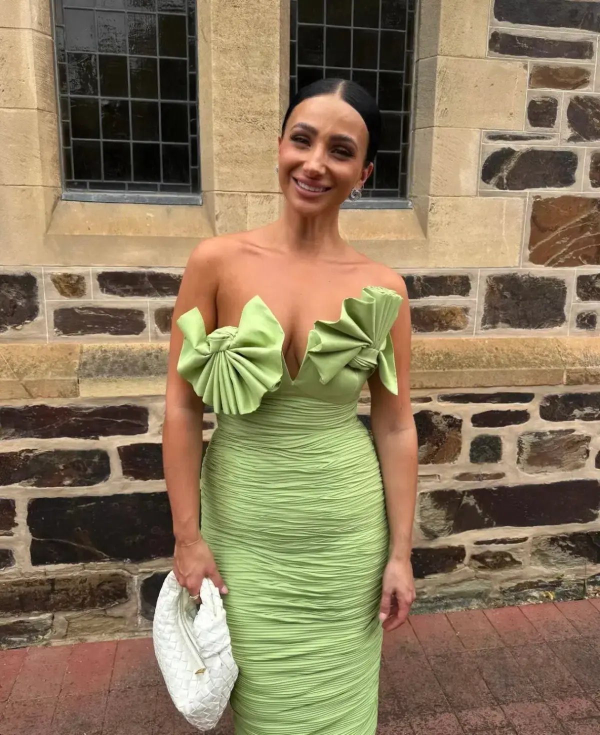 Rachel Gilbert Jensen Gown Pistachio Size 10 photo 2