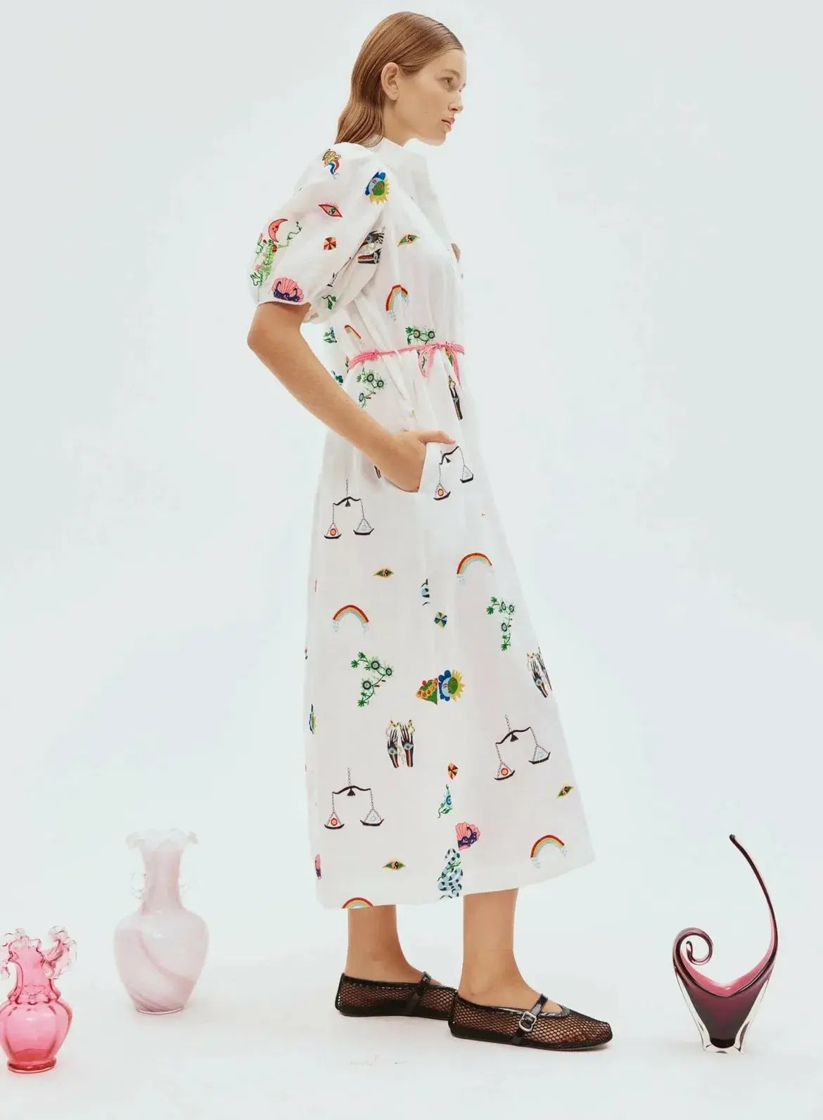 Alemais Atticus Embroidered Shirtdress White/Print Size 10 photo 4