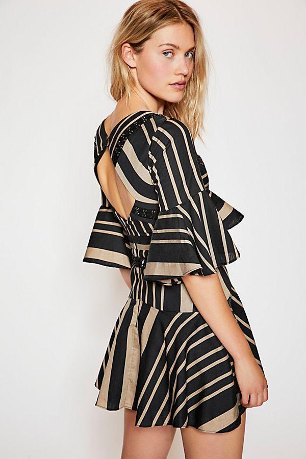 Acler Archer Mini Dress Bronze Stripe Size 6 photo 2