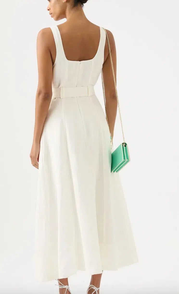 Aje Clay Belted Midi Dress Ivory Size 8 photo 2
