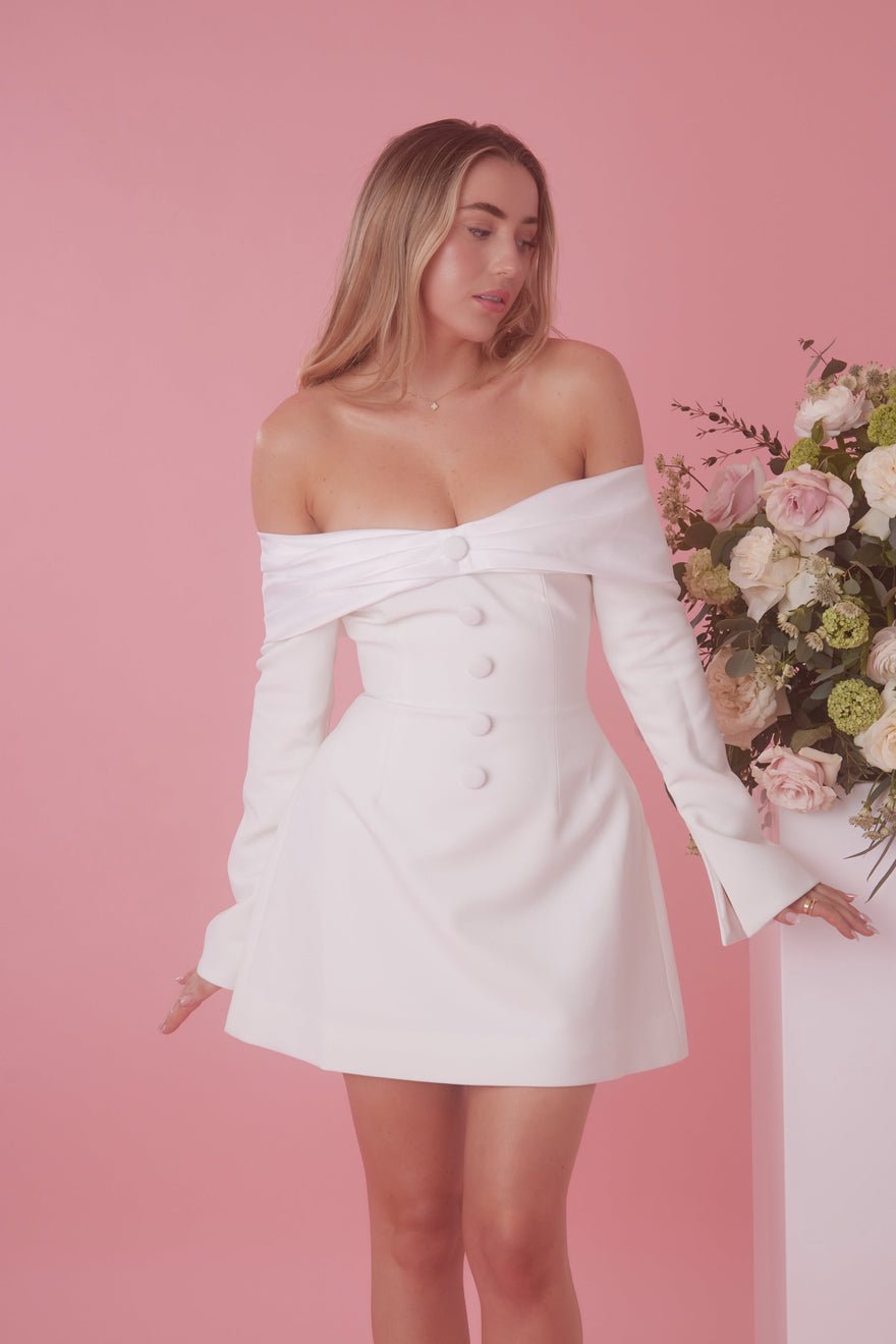Odd Muse The Ultimate Muse Bow Mini Dress - White photo 4
