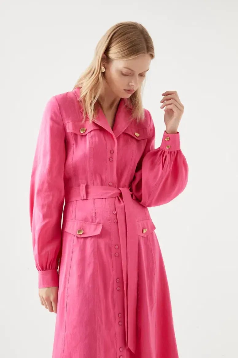 AJE Sophie Shirt Midi Dress Berry Size 10 photo 2