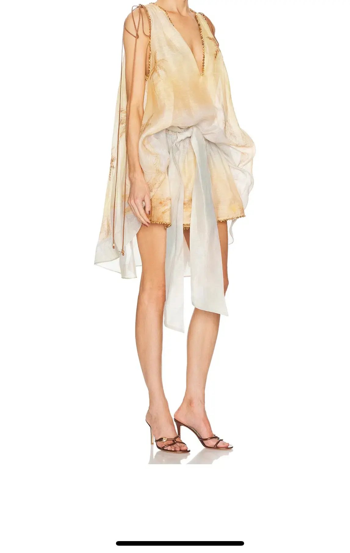 Zimmermann Balance Plunge Mini Dress Yellow Seascape Size 0p/AU 6 photo 2