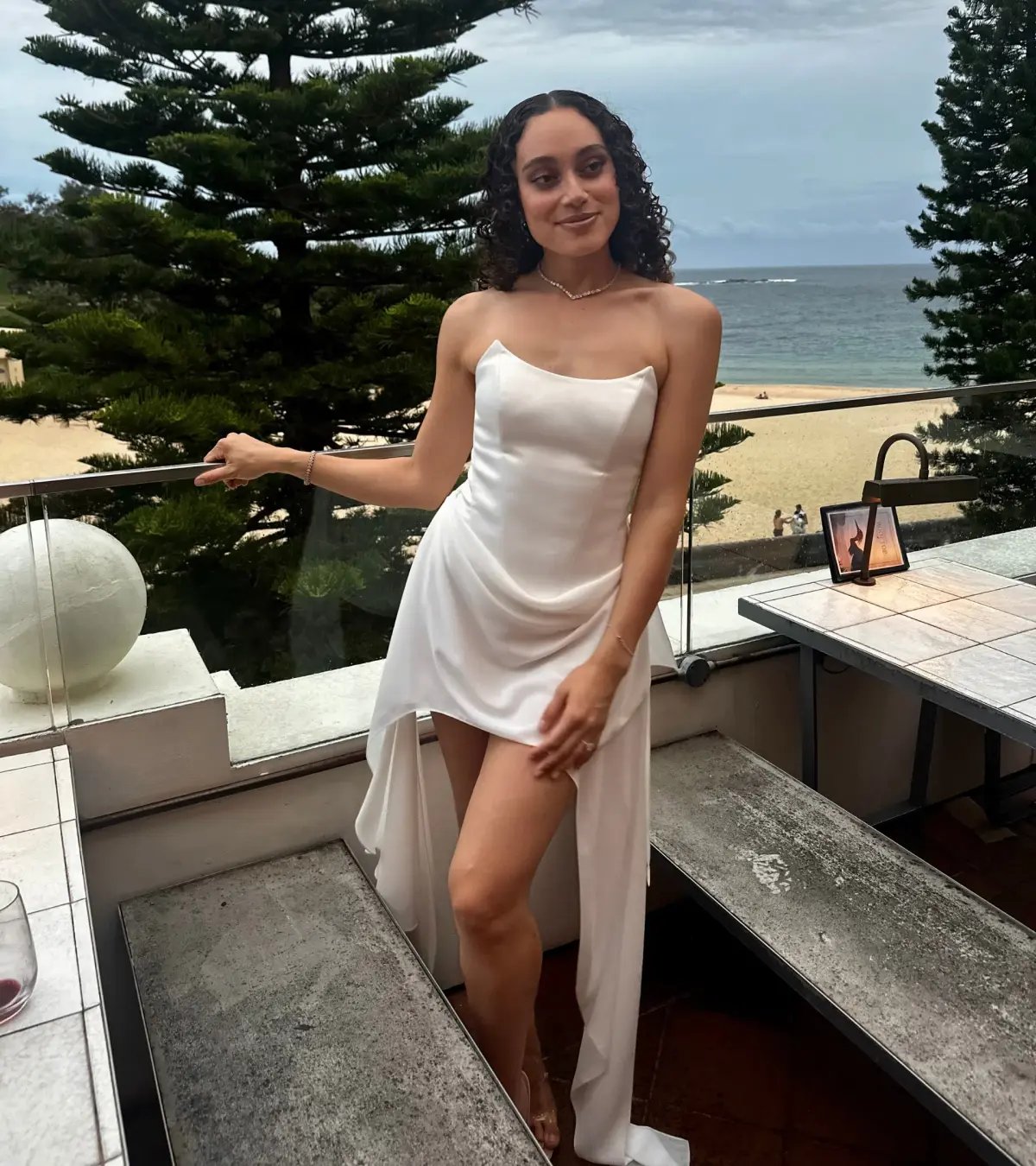 Lunes Paris Mira Bustier Drape MIni Dress White Size 10 photo 5