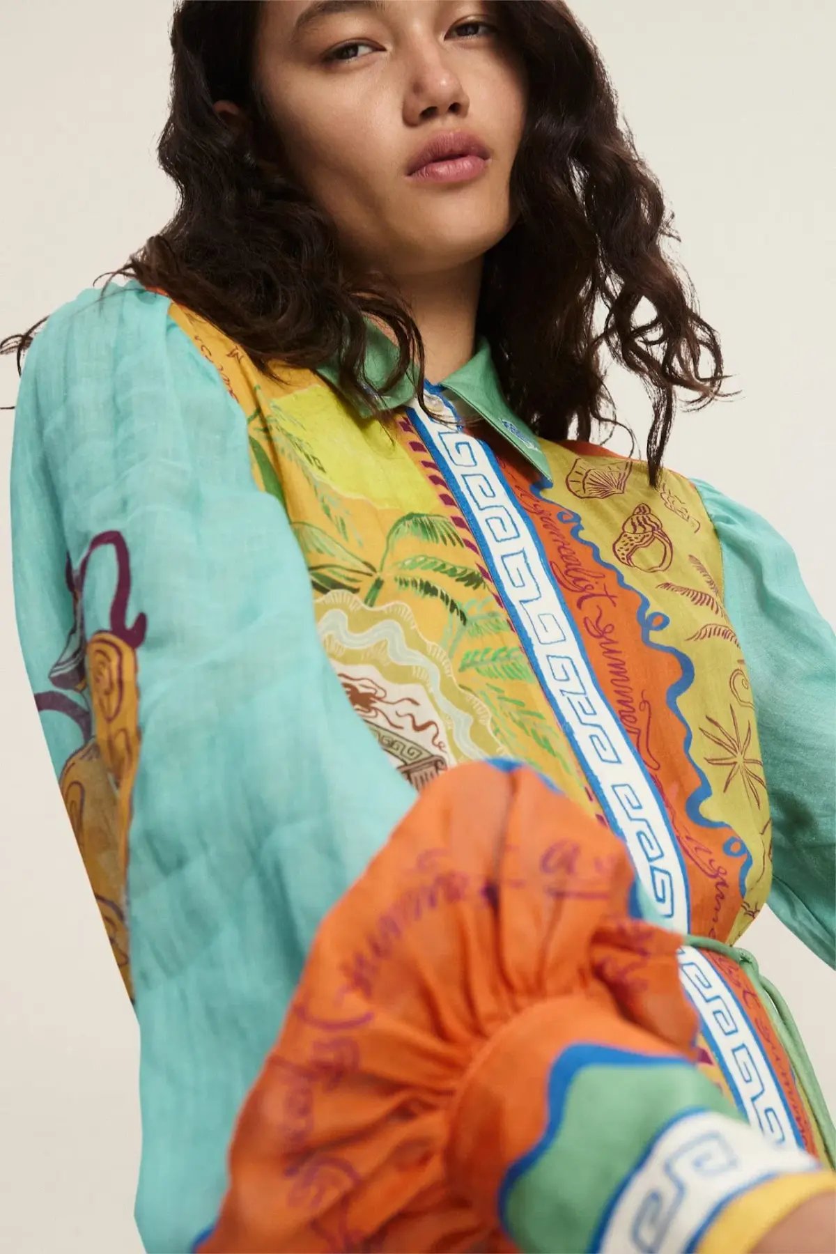 Alemais Surrealist Summer Ramie Shirtdress Multi Size 10 photo 2
