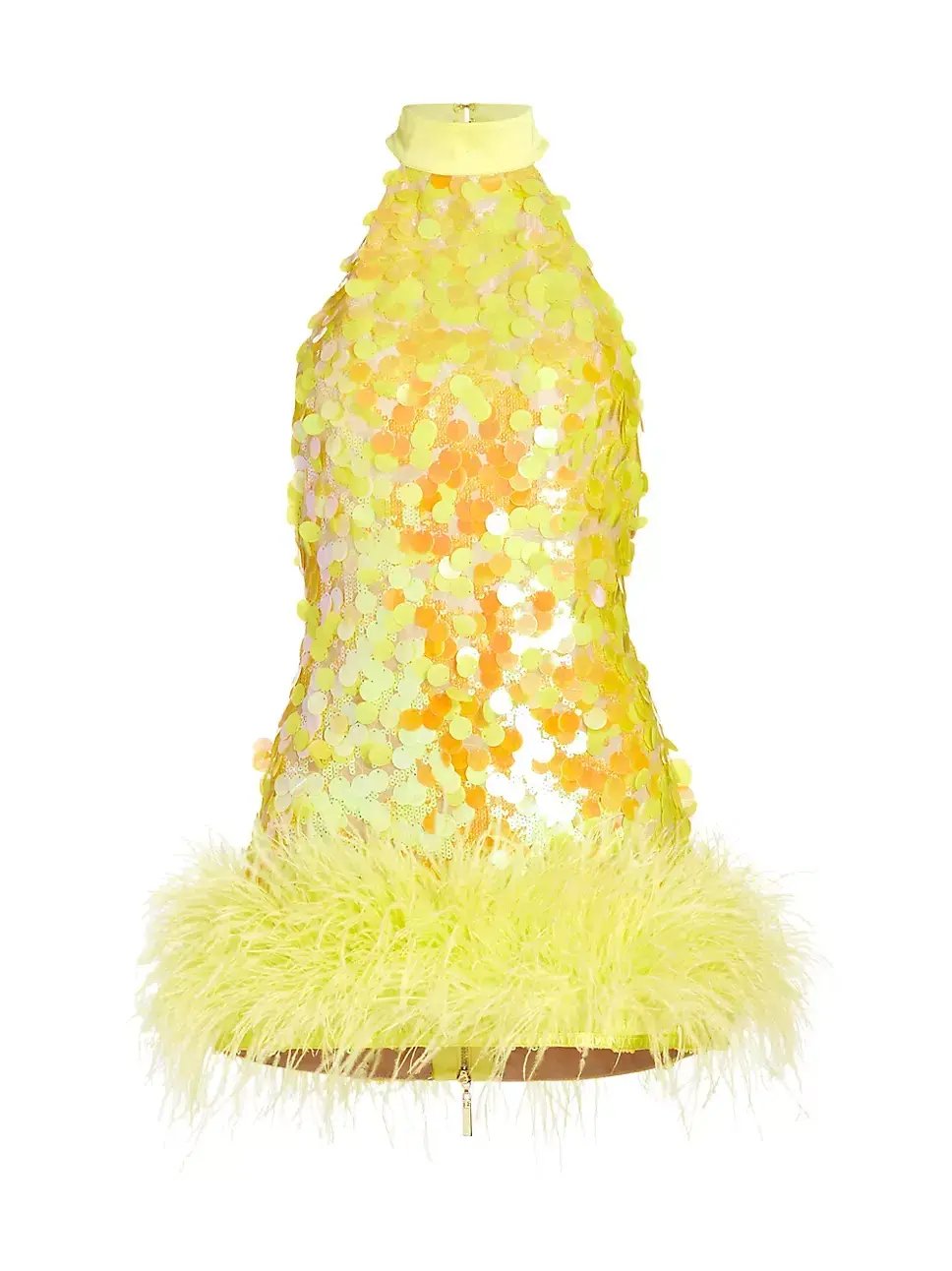 Bronx and Banco Izzy Sequin & Feather Mini Dress Yellow Size AU 6 photo 7