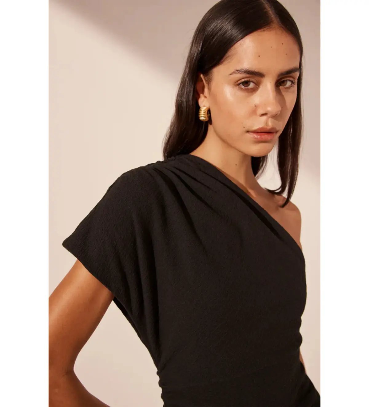 Shona Joy Beau Asymmetrical Midi Dress Black Size 12 photo 2