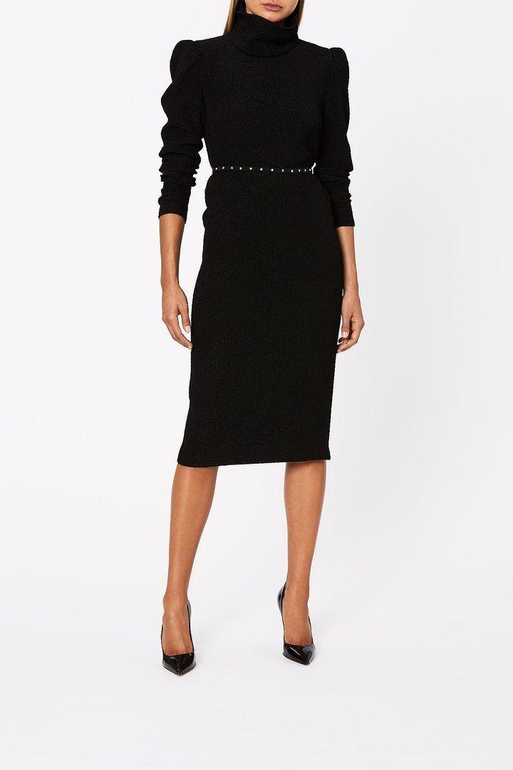 Scanlan Theodore Stretch Reptile Midi Dress Black Size 8 photo 2