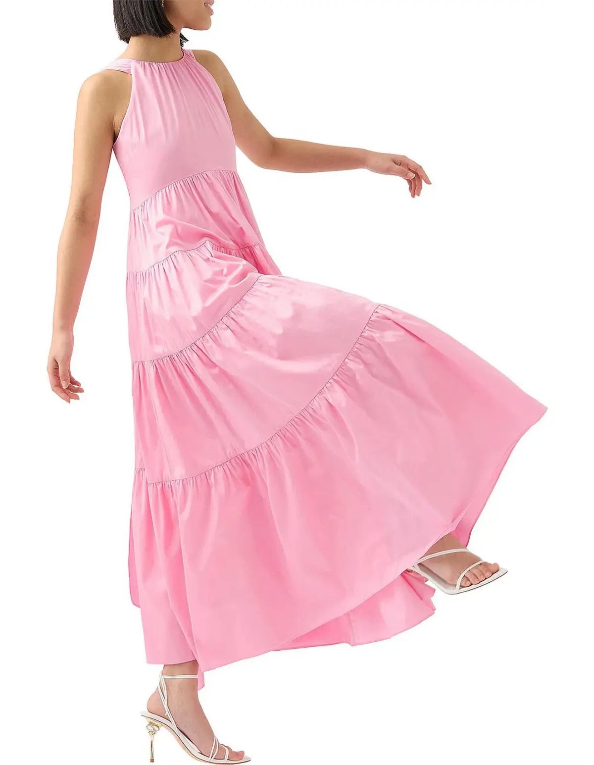Aje Marguerite Tie Back Cotton Maxi Dress Pink Size 8 photo 2