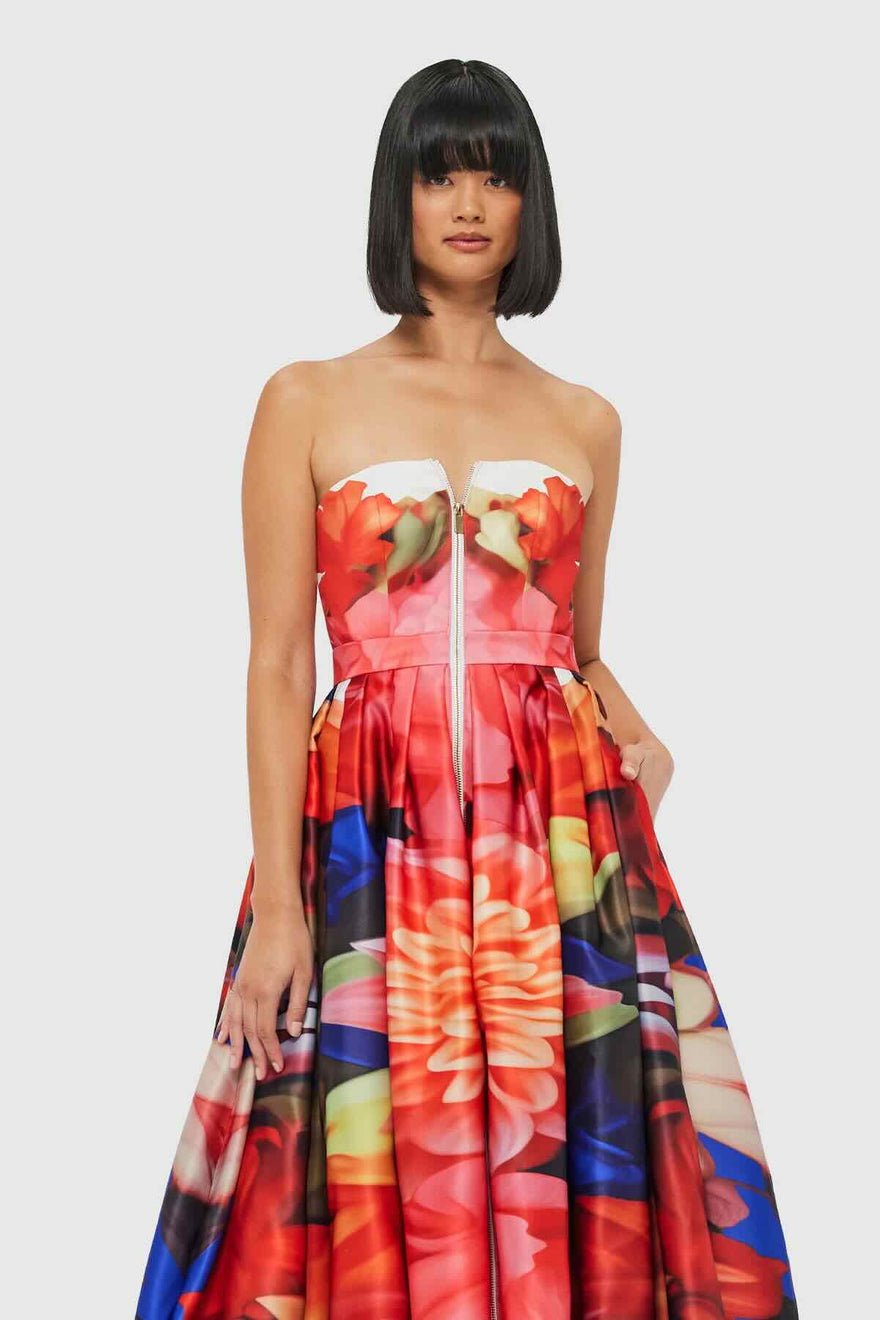 Leo Lin Norine Bustier Midi Dress - Kaleidoscope Print photo 4