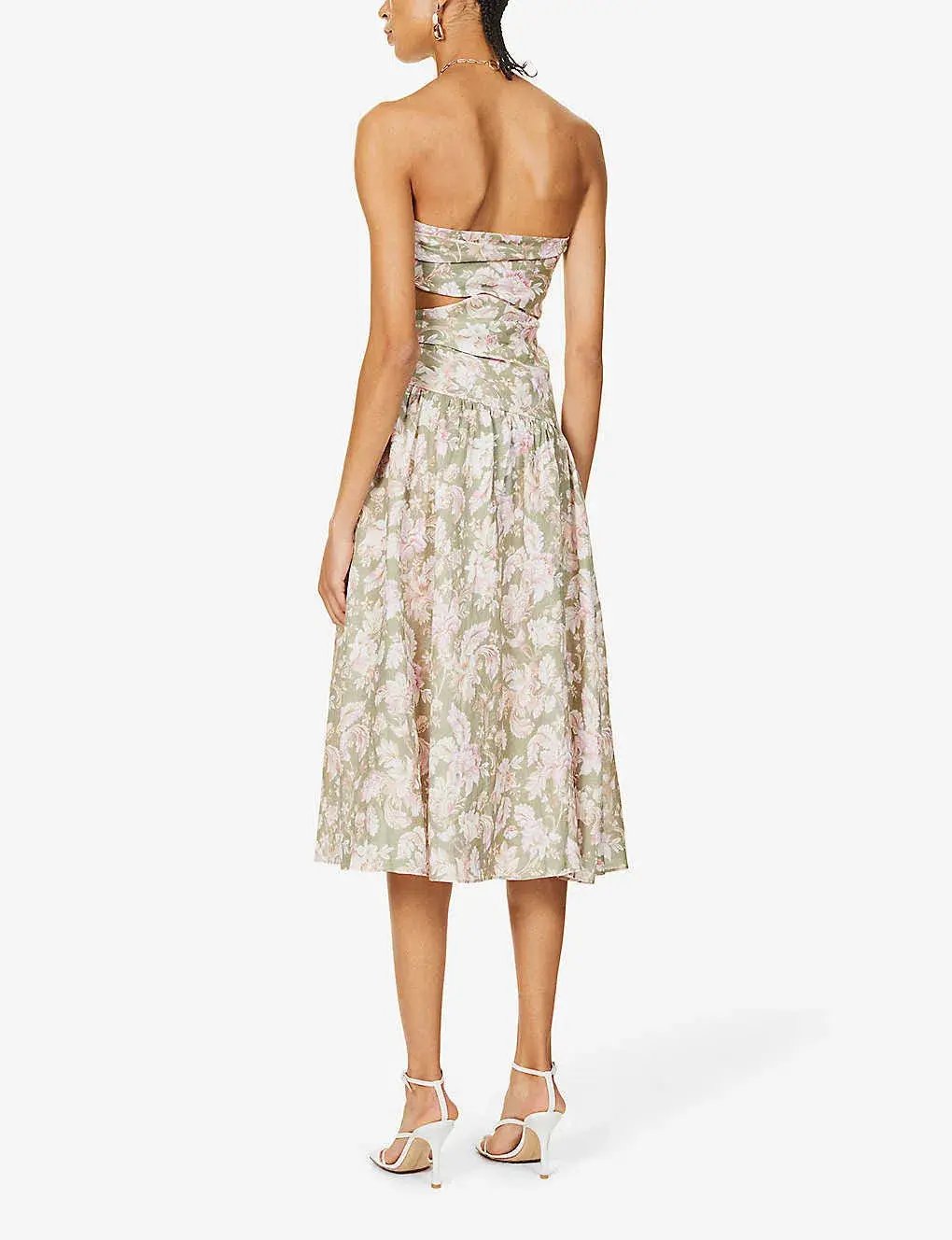 Zimmermann Lyre Linen Floral Dress Size 1/ Au 10 photo 4