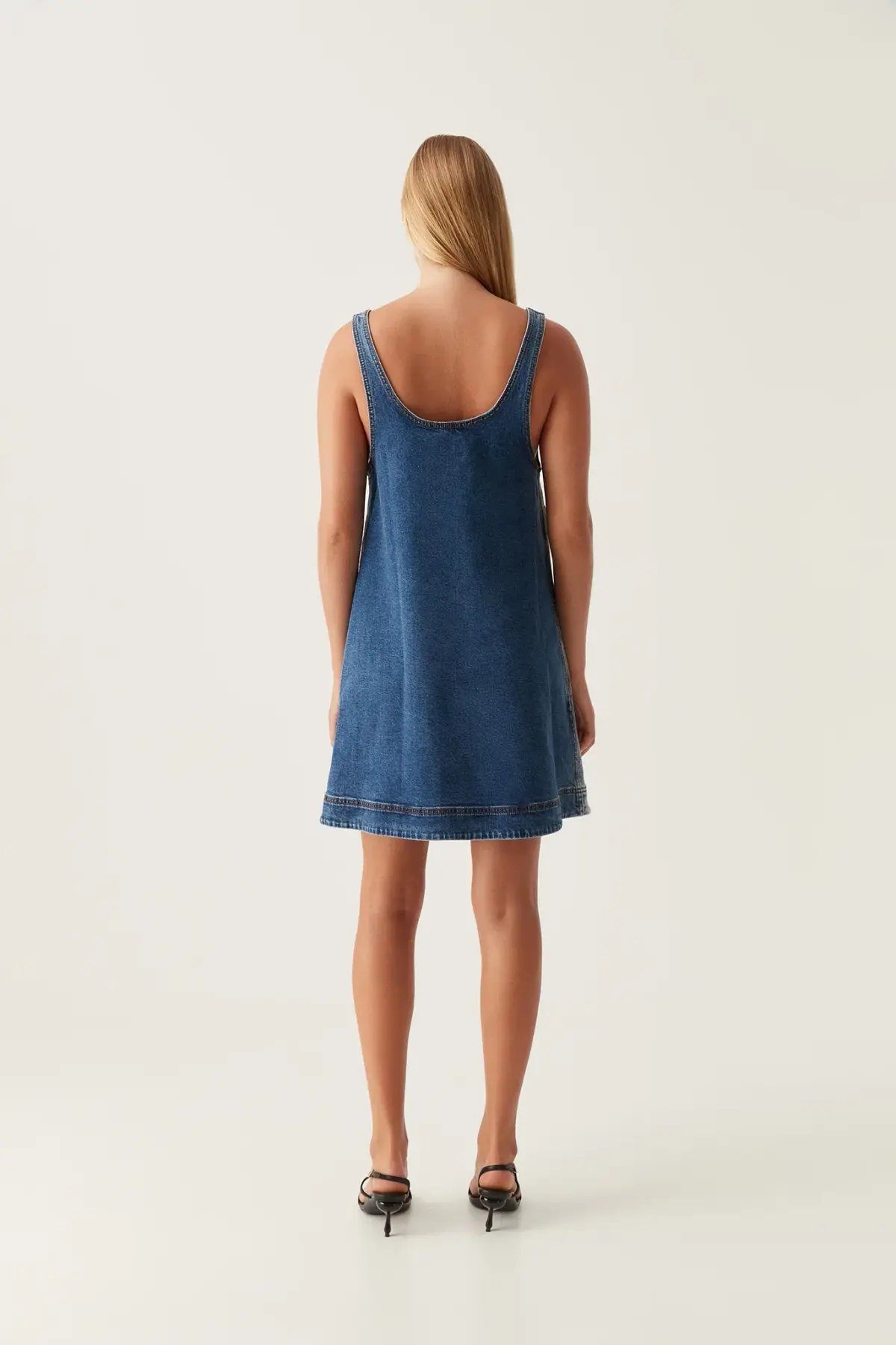 Aje Bambie Denim Mini Dress Two Tone Indigo Size AU 4 photo 3