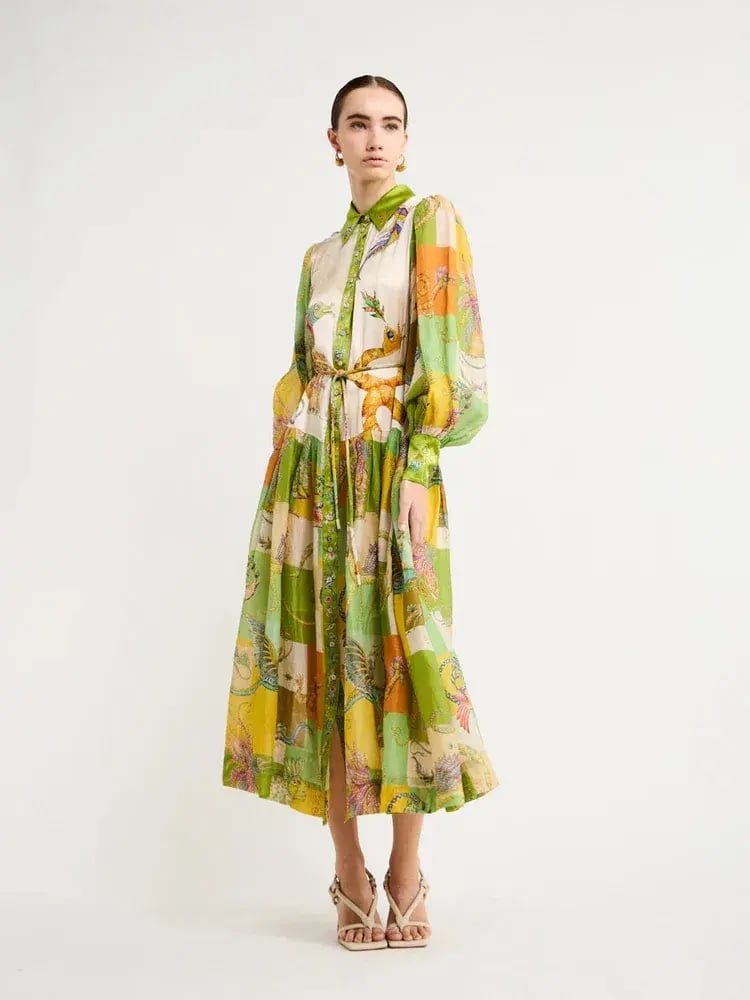 Alemais Jerome Silk Shirtdress Multi Size AU 10 photo 11