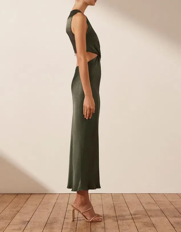 Shona Joy Giorgia Twist Front Sleeveless Midi Dress Forest Size 10 photo 4