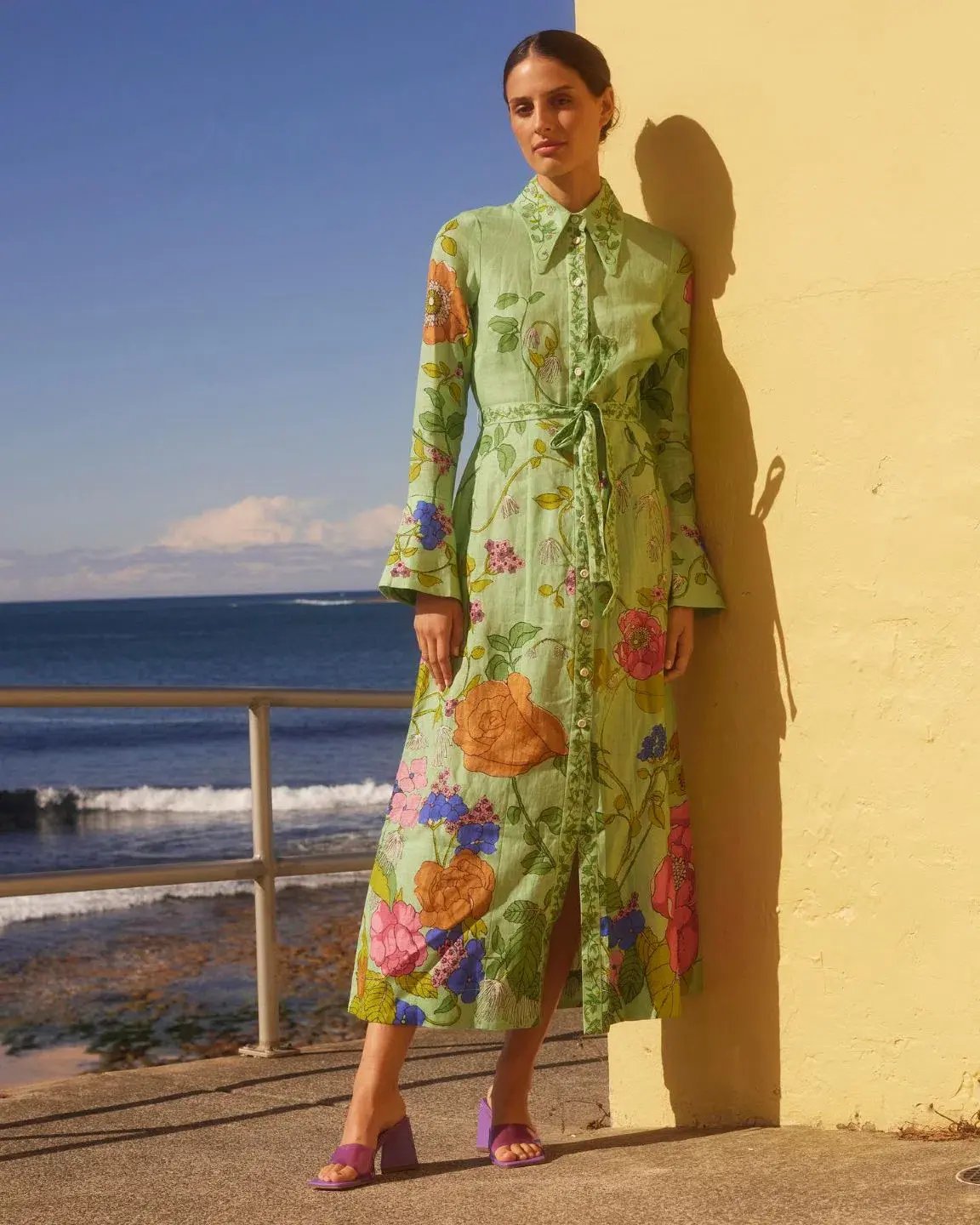 Alemais Olivia Midi Shirtdress Floral Size 10 photo 7