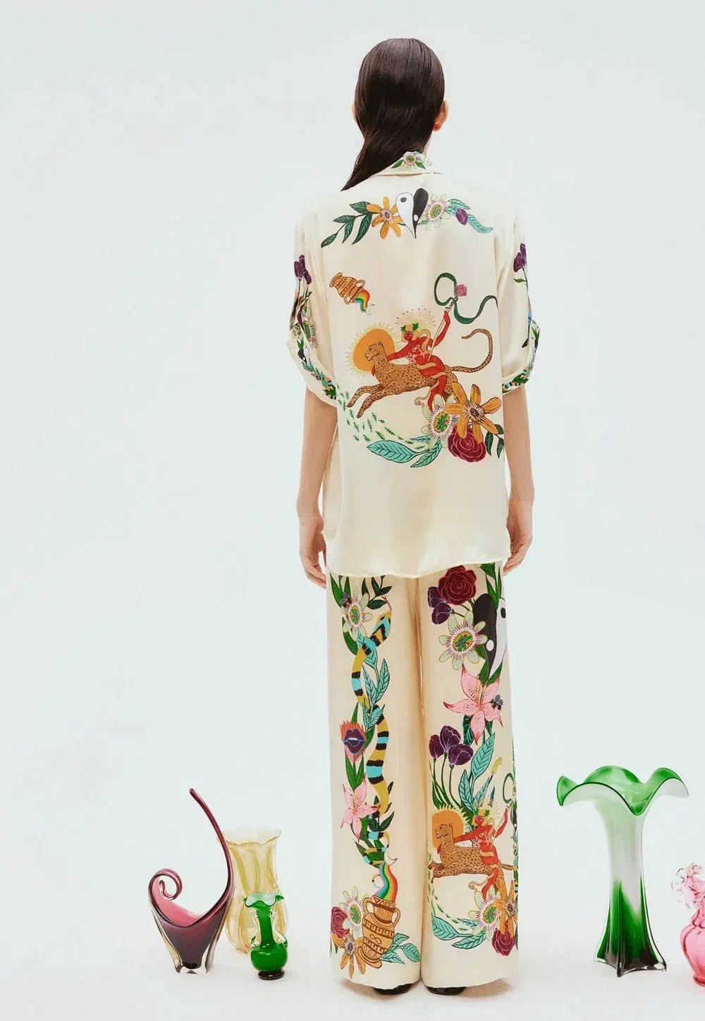 Alemais Meagan Silk Pant Size 10 And Oversized Shirt Size 8 Set Print photo 3