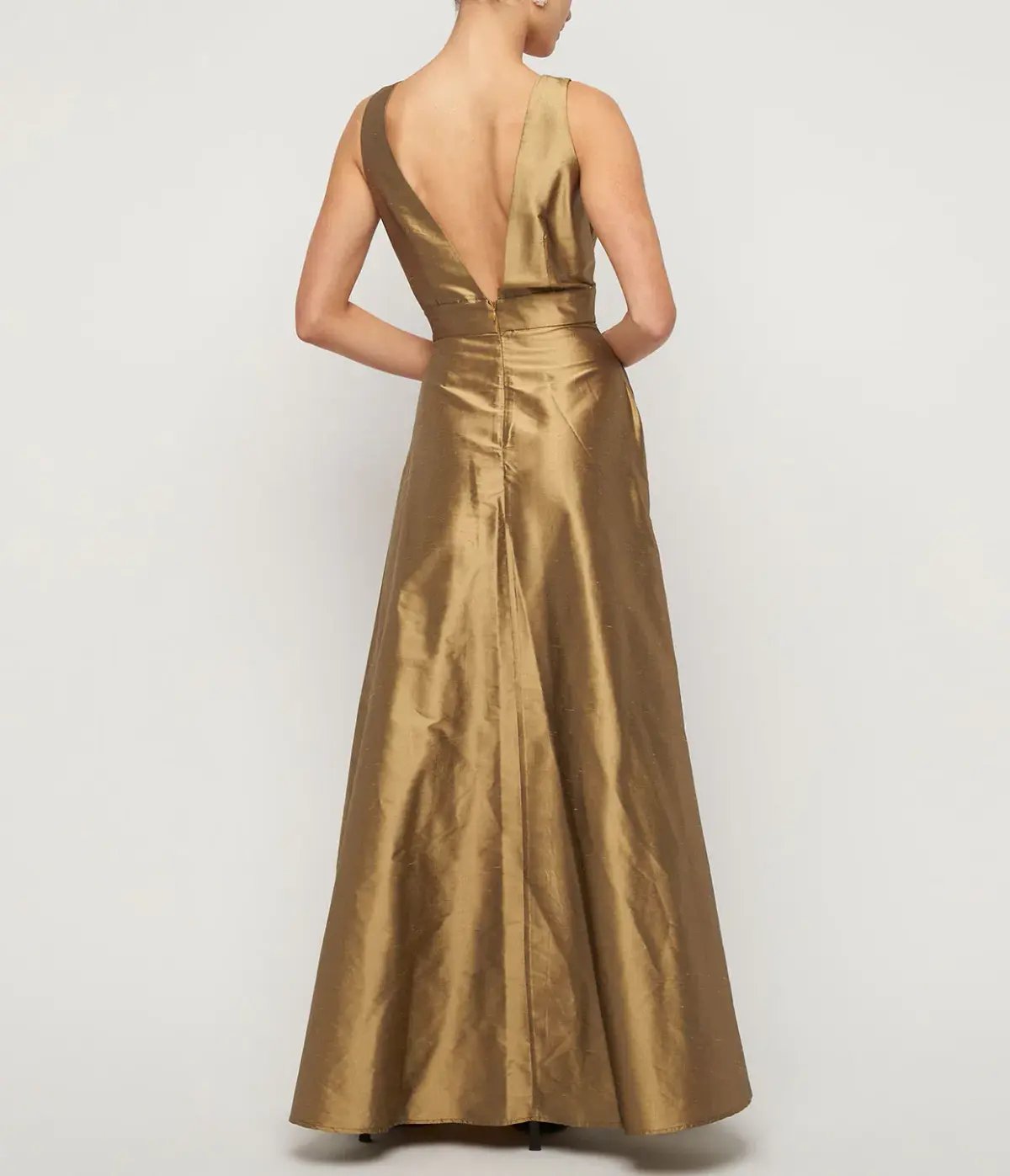 Beare Park Box Pleat Silk Gown in Marigold Gold Size AU 6 photo 3