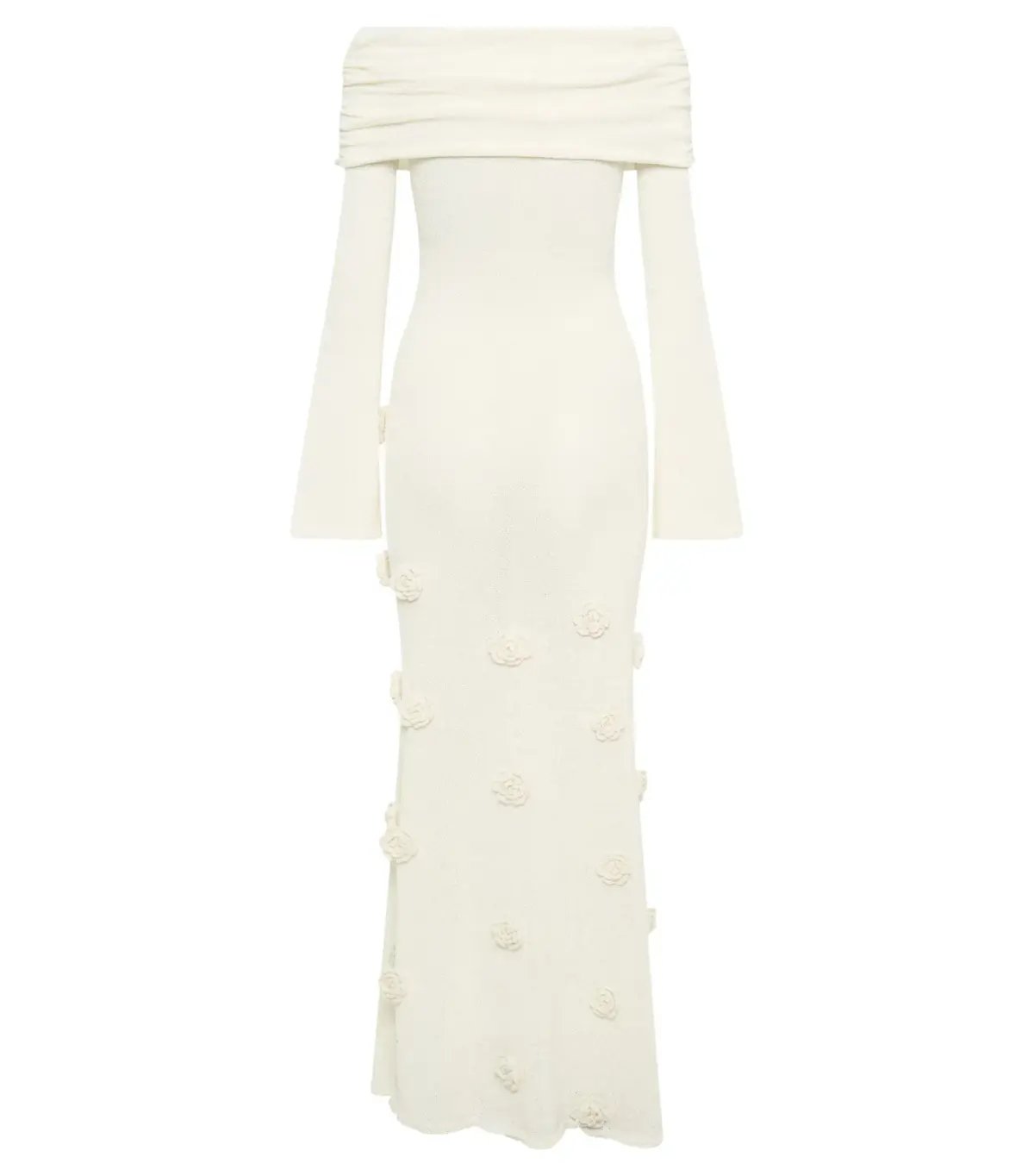 Meshki Kiki Off Shoulder Knit Rose Maxi Dress Ivory Size L / AU 12 photo 6