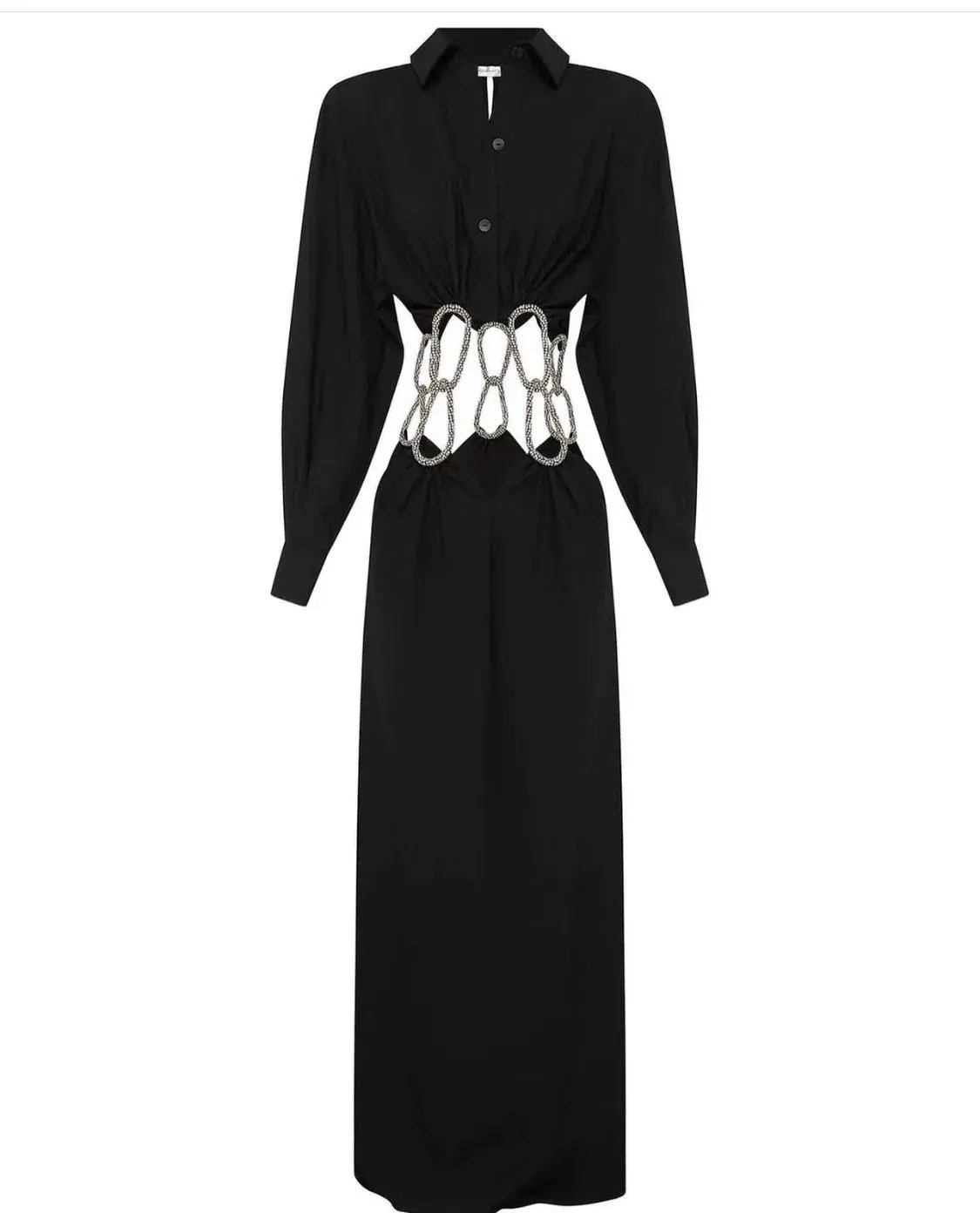 Christopher Esber Pendulant Crystal Linked Long Sleeve Dress Black Size 6 photo 2