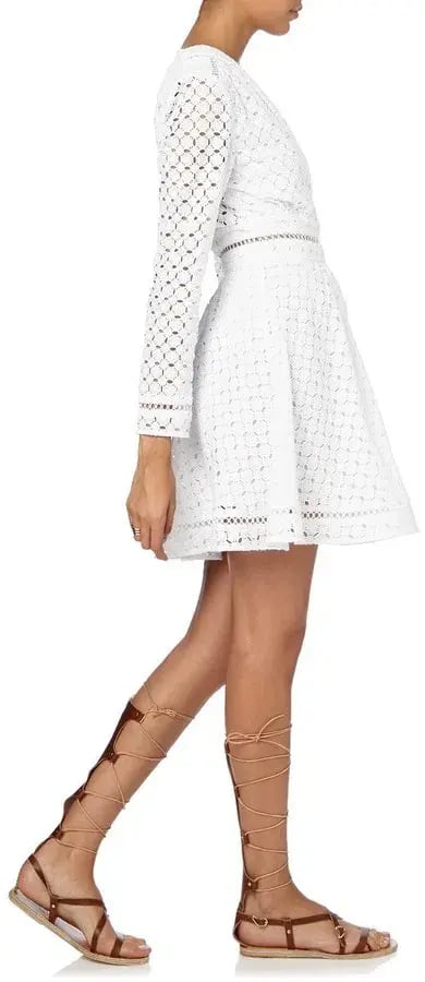 Zimmermann Ryker Lace Broderie Mini Dress White Size 0 / AU 8 photo 2