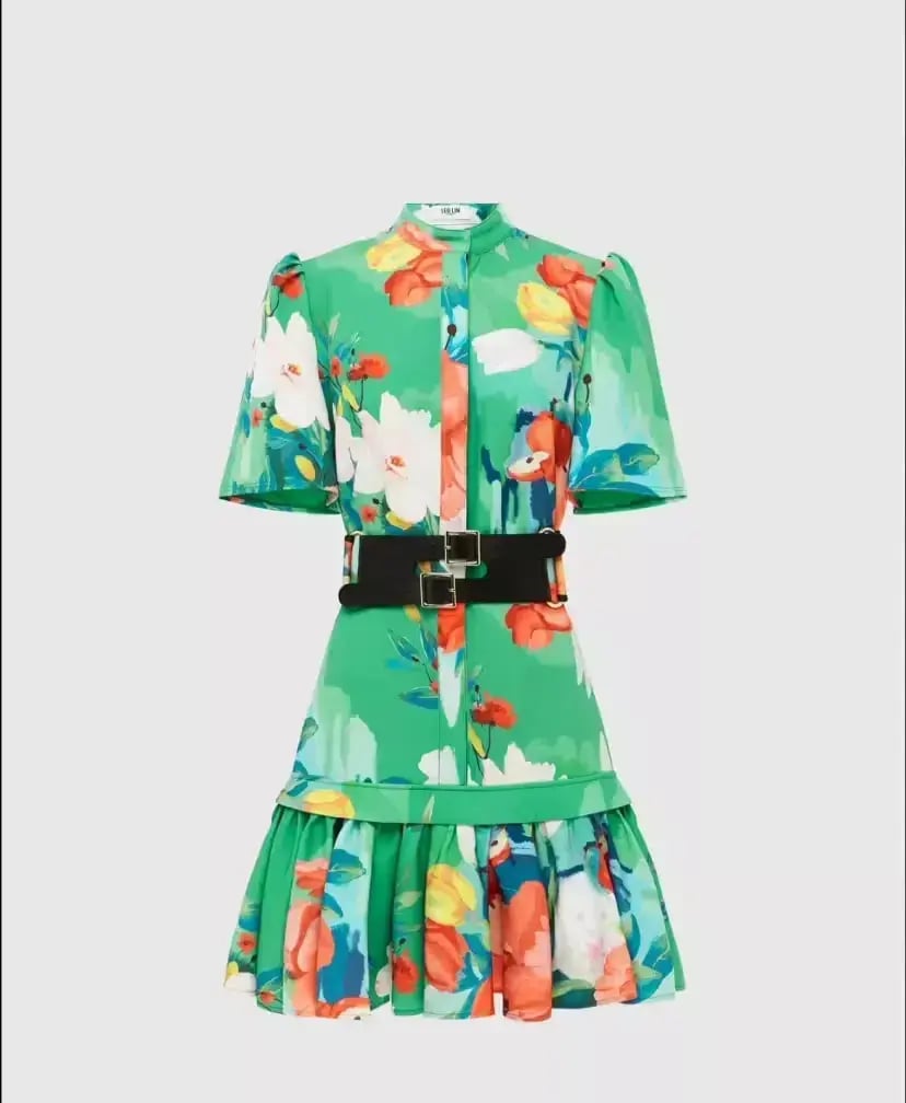 Leo Lin Shirt Dress Lilypad Florescene Mini Green Size AU 6 photo 3