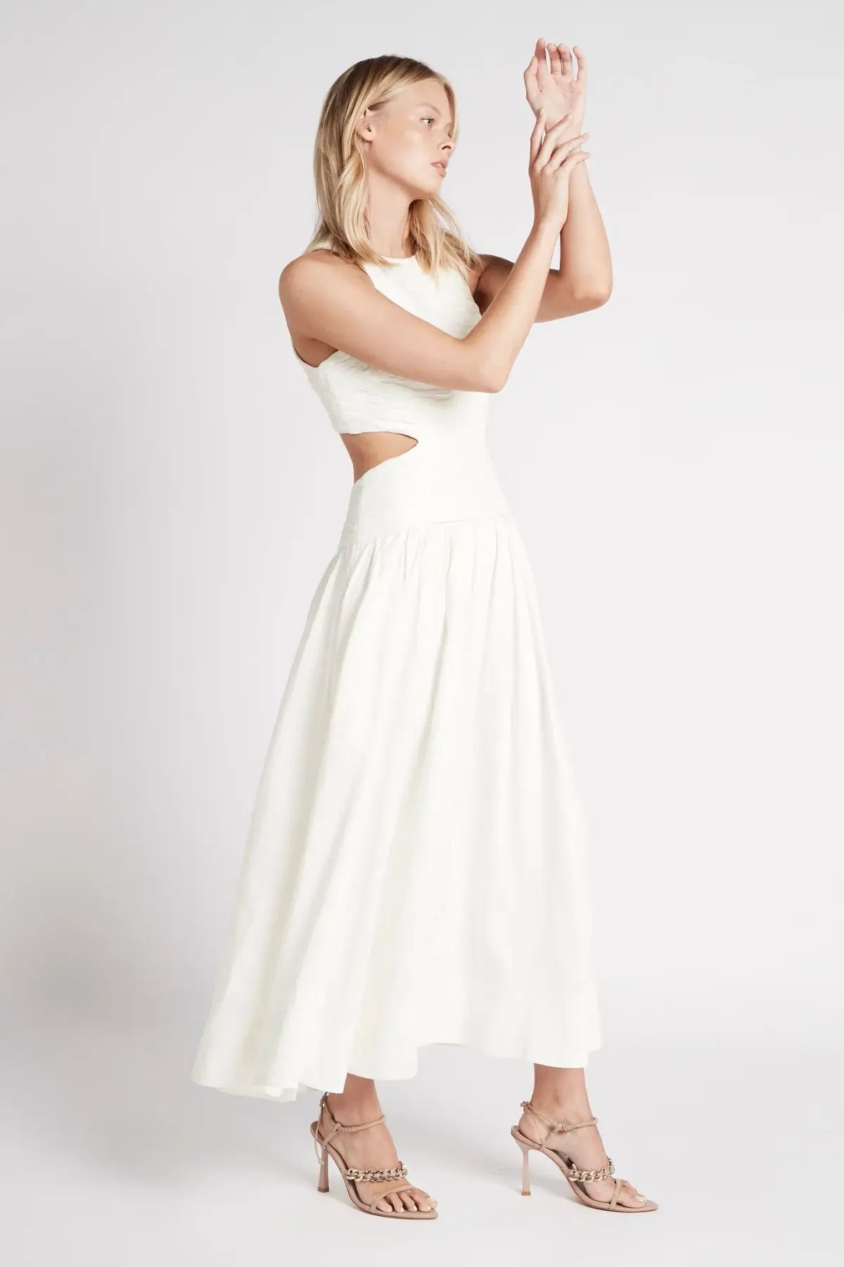Aje Introspect Cut Out Midi Dress White Size 10 photo 2
