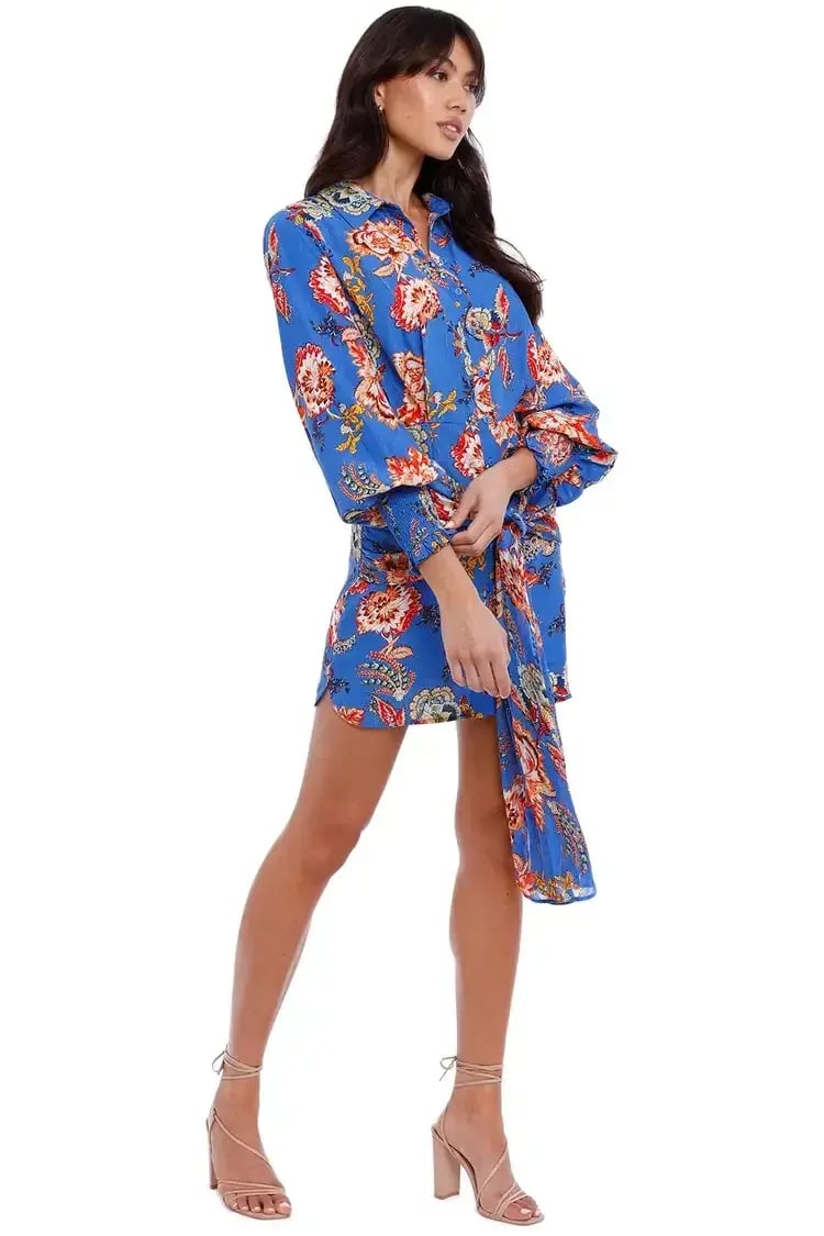 Elliatt Independence Dress Blue Multi Print Size 8 photo 3