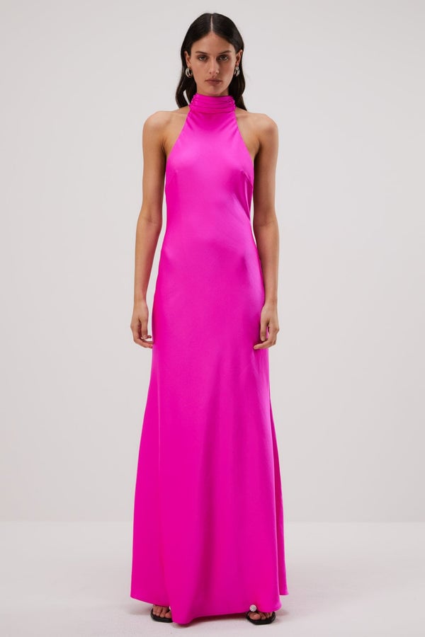 Evianna Satin Gown in Pink photo 2