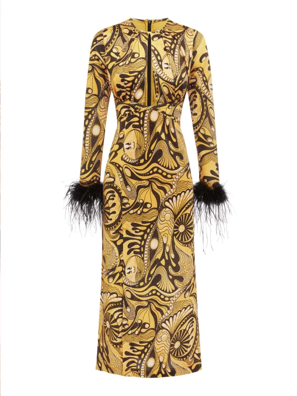 Alice McCall Feather Midi Dress Gold Dust Size AU 6 photo 6