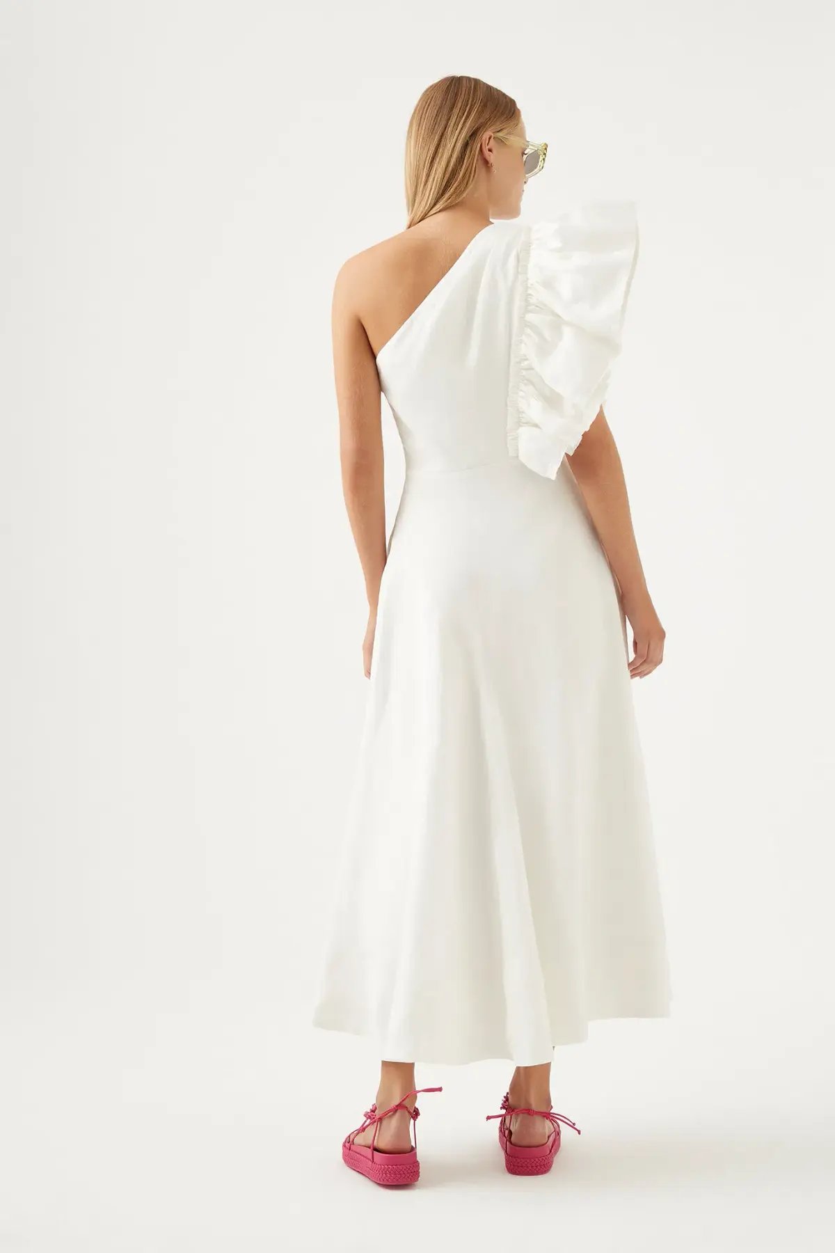 Aje Bonjour Asymmetric Midi Dress White Size 8 photo 3