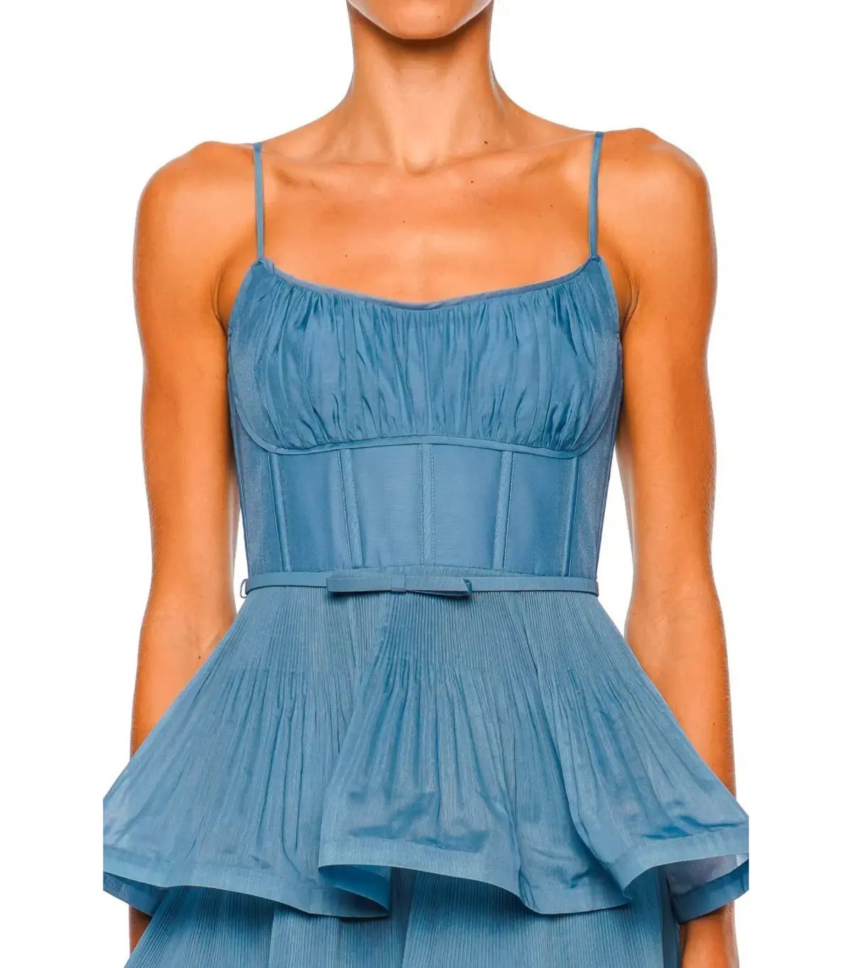 Zimmermann Pleated Tiered Midi Dress Deep Blue Size 2 / AU 12 photo 4
