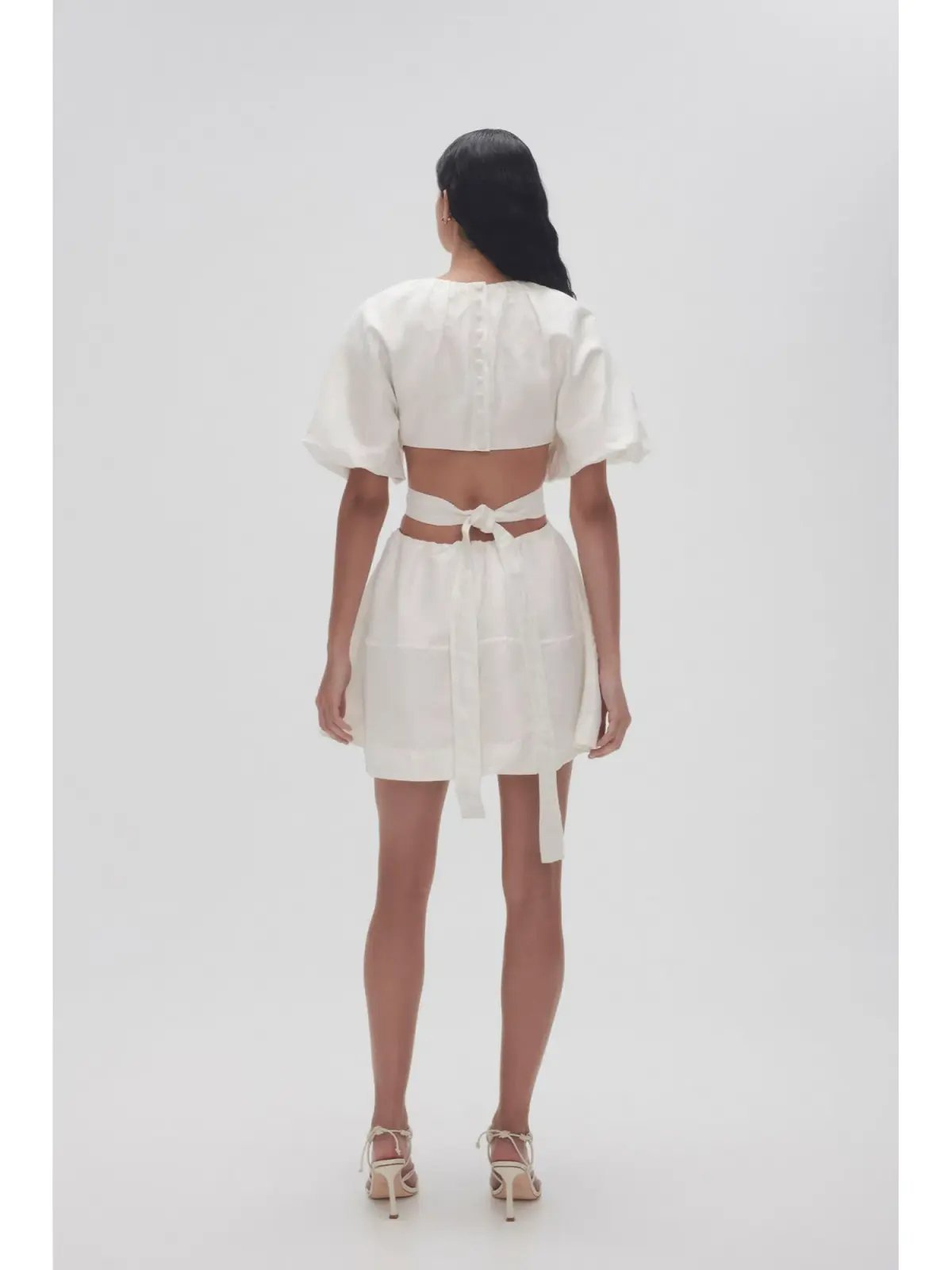Aje Mimosa Cut Out Mini Dress in Ivory White Size AU 12 photo 6