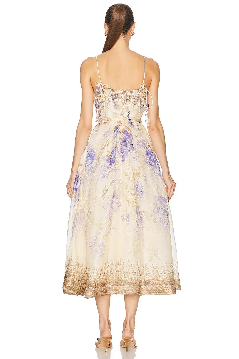 Zimmermann Dawning Picnic Midi Dress Lilac Floral Size 2 / AU 12 photo 3