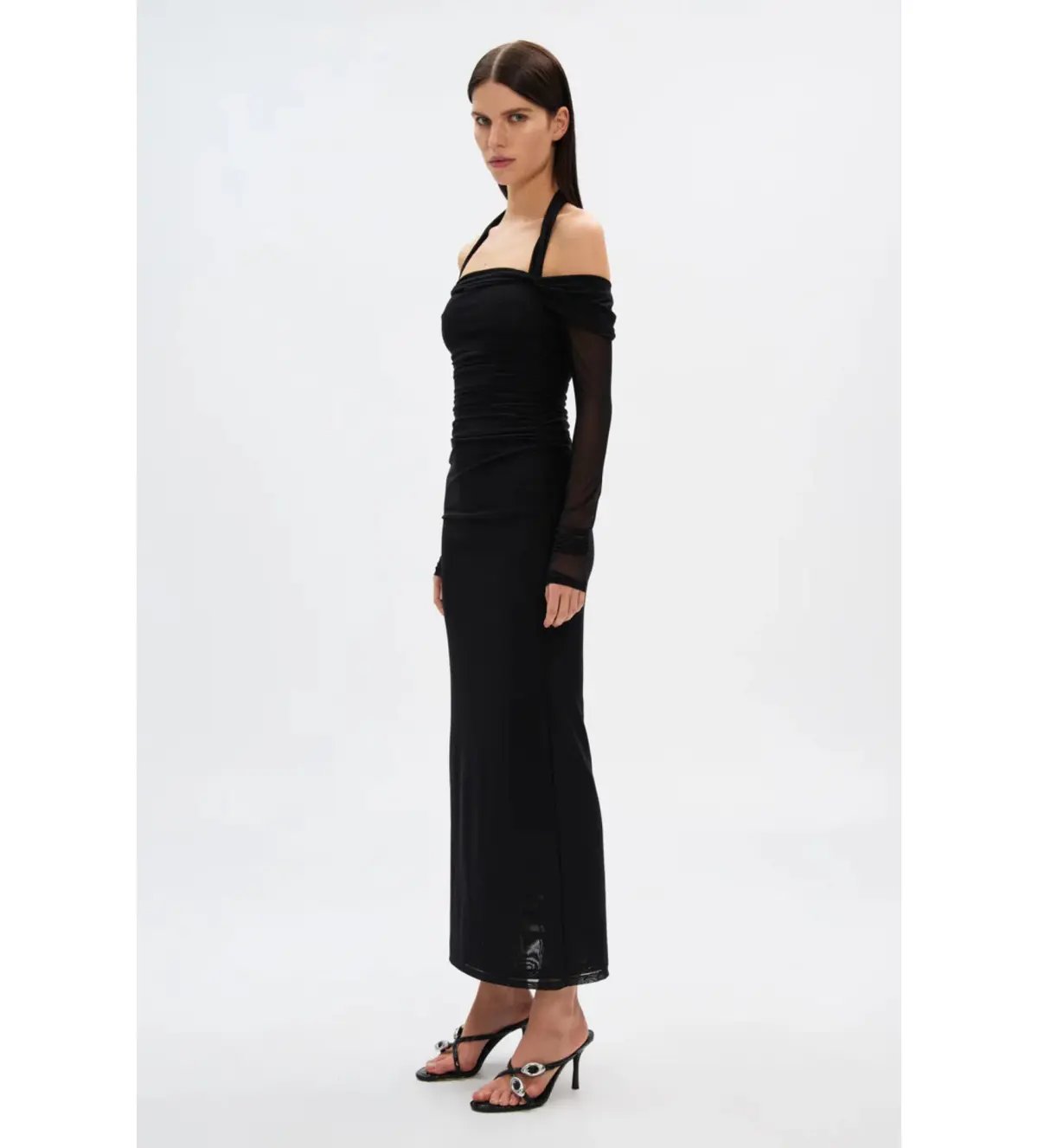 MISHA Sonnet Mesh Maxi Dress Black Size 14/XL photo 2