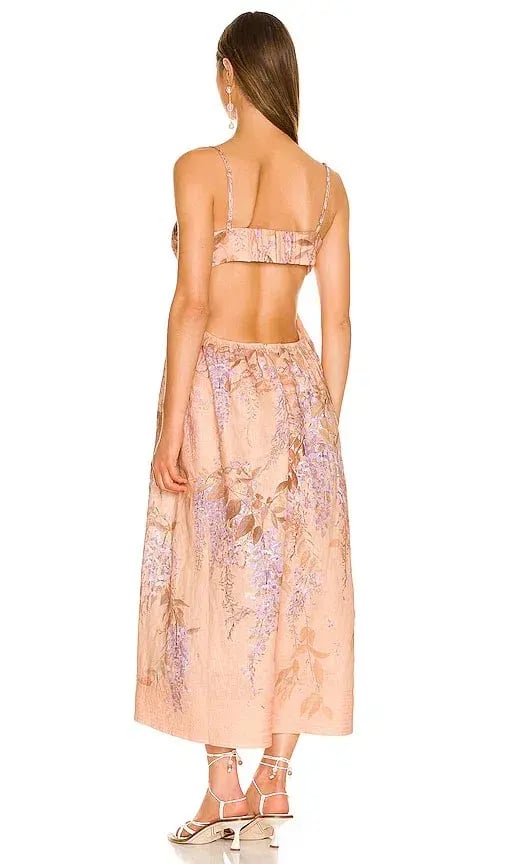 Zimmermann Rosa Bralette Midi Dress Print Size 0/Au 8 photo 3