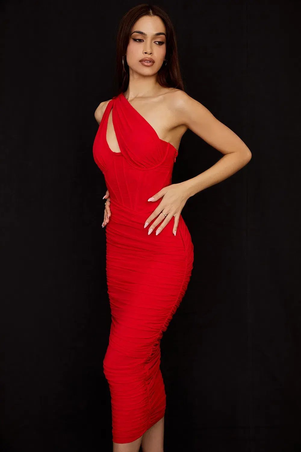 House of CB Valentina Midi Dress Red Size 6 photo 2