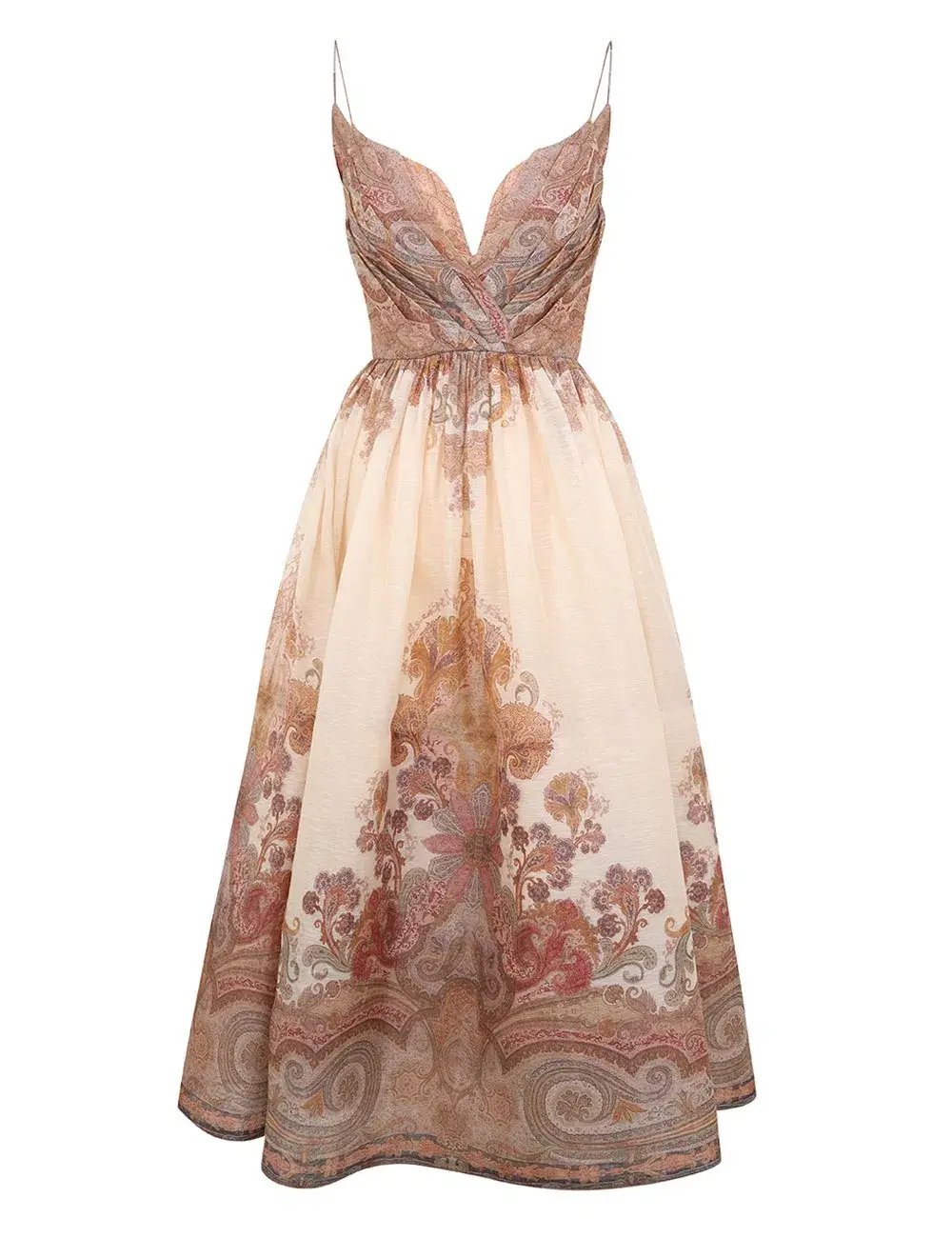 Zimmermann Illustration Draped Midi Dress Cream Paisley Size 8 photo 3