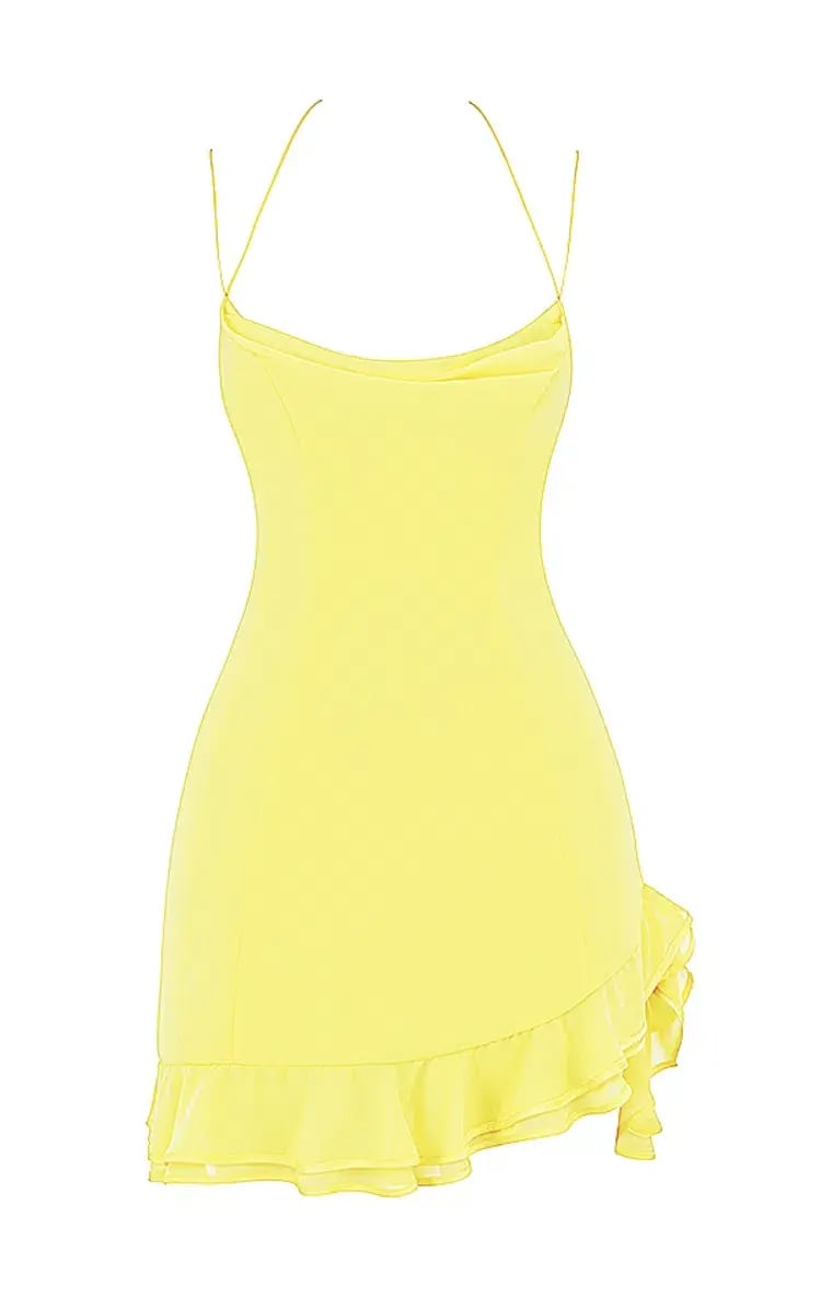 House of CB Rossella Ruffle Mini Dress in Yellow Size S / AU 8 photo 6