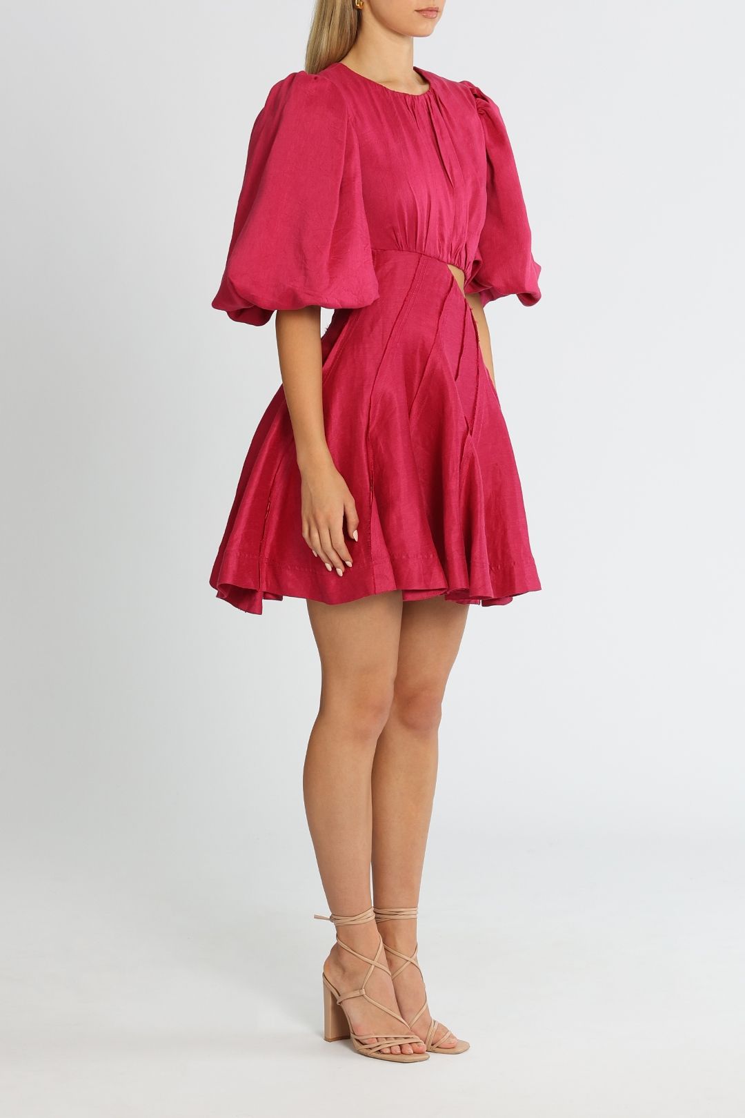 Admiration Asymmetric Mini Dress - Fuchsia photo 2