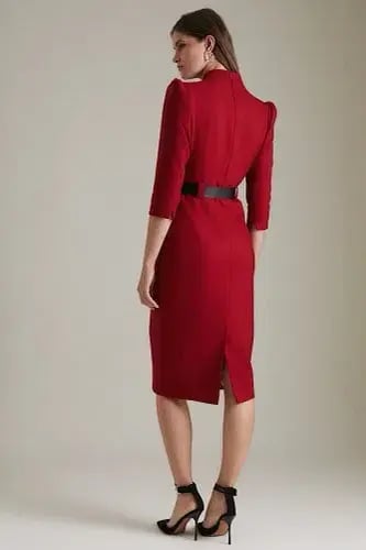 Karen Millen Forever Midi Dress in Red Size 10 photo 3