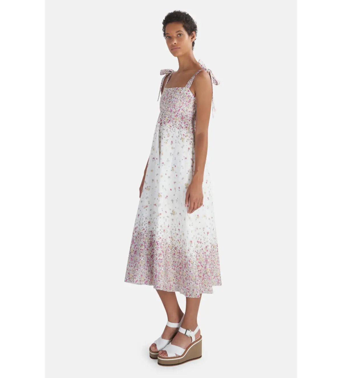Zimmermann  Linen Carnaby Tie Shoulder Midi Dress in white Size AU 6 photo 3