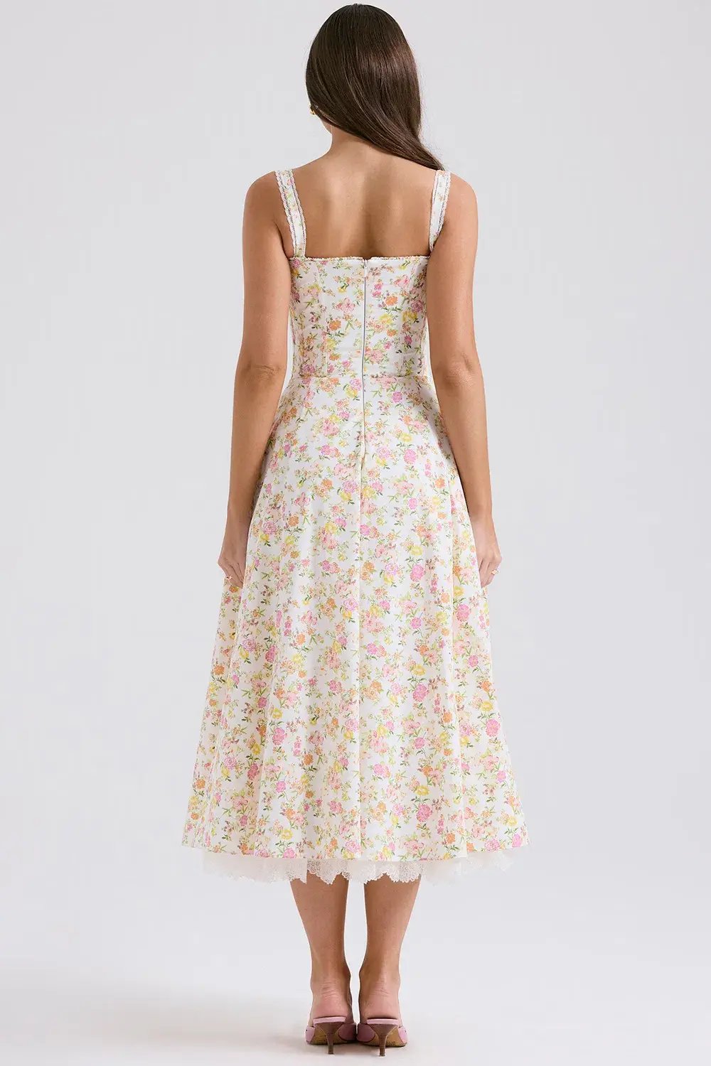House Of CB Rosalee Dress Ivory Meadow Print Size 10 photo 2