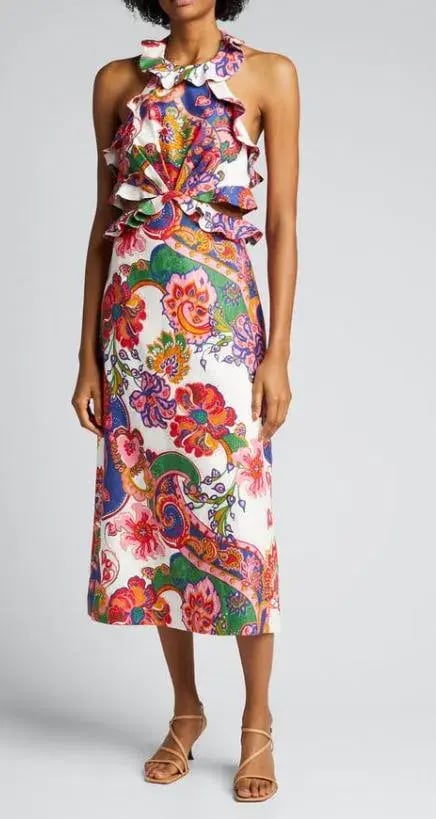 Zimmermann Lovestruck Tie Back Midi Dress Floral Size 1 / AU 8 photo 2