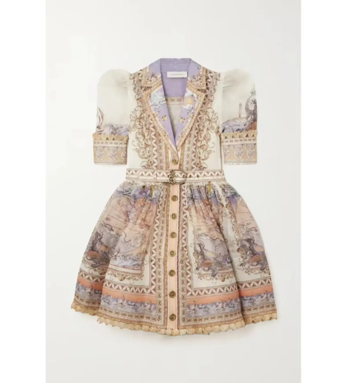 Zimmermann High Tide Mini Shirt Dress in Odyssey Print Size 2/AU 12 photo 5