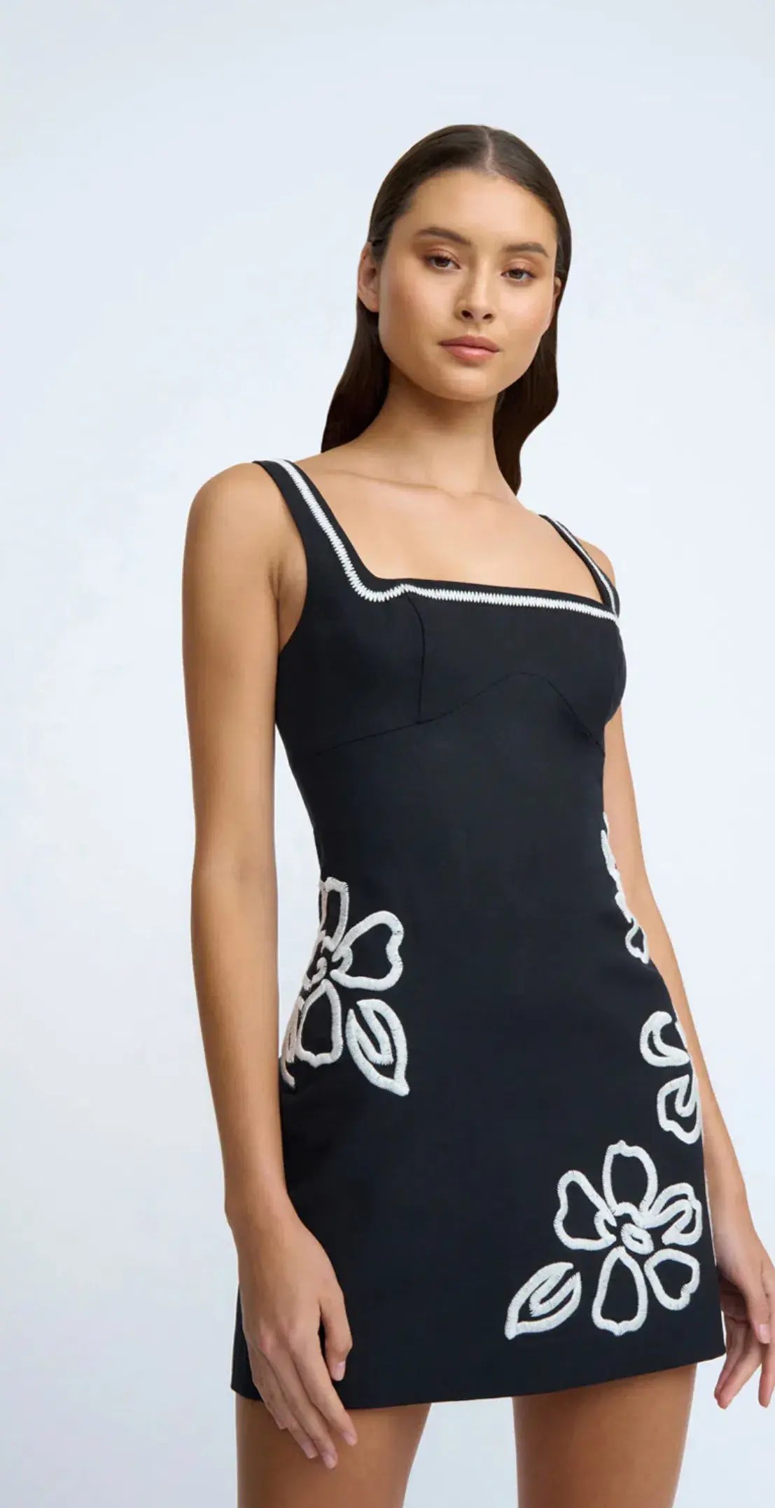 By Johnny Hibiscus Rose MIni Dress in Black Ivory Size 12 photo 5