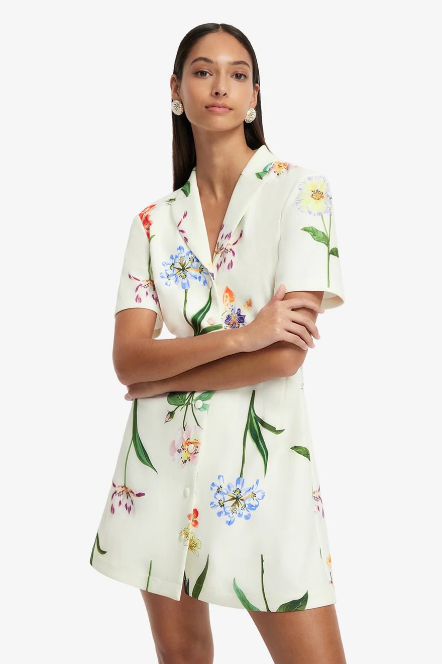 Leo Lin Brigitte Mini Dress - Botanical Print in Snow photo 2